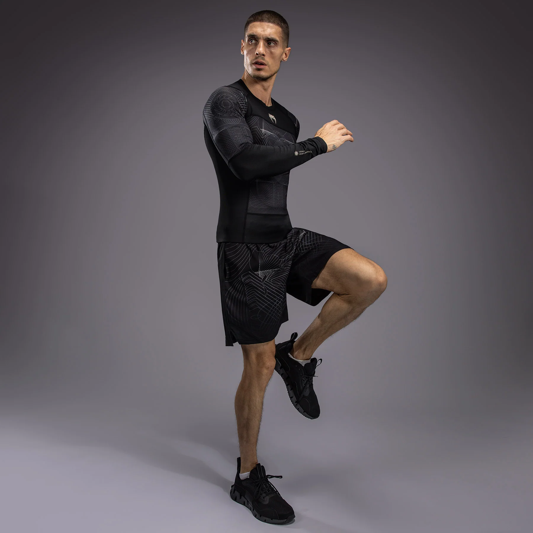 Venum G-Fit Air Men's Long Sleeve Rashguard - Deep Black/Desert Sand - Image 2