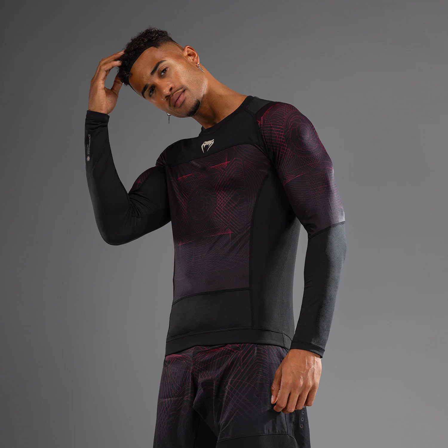 Venum G-Fit Air Men's Long Sleeve Rashguard - Deep Black/Fire Red - Image 3
