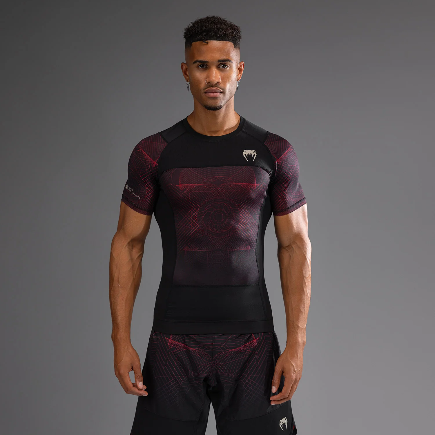 Venum G-Fit Air Men's Short Sleeve Rashguard - Deep Black/Fire Red