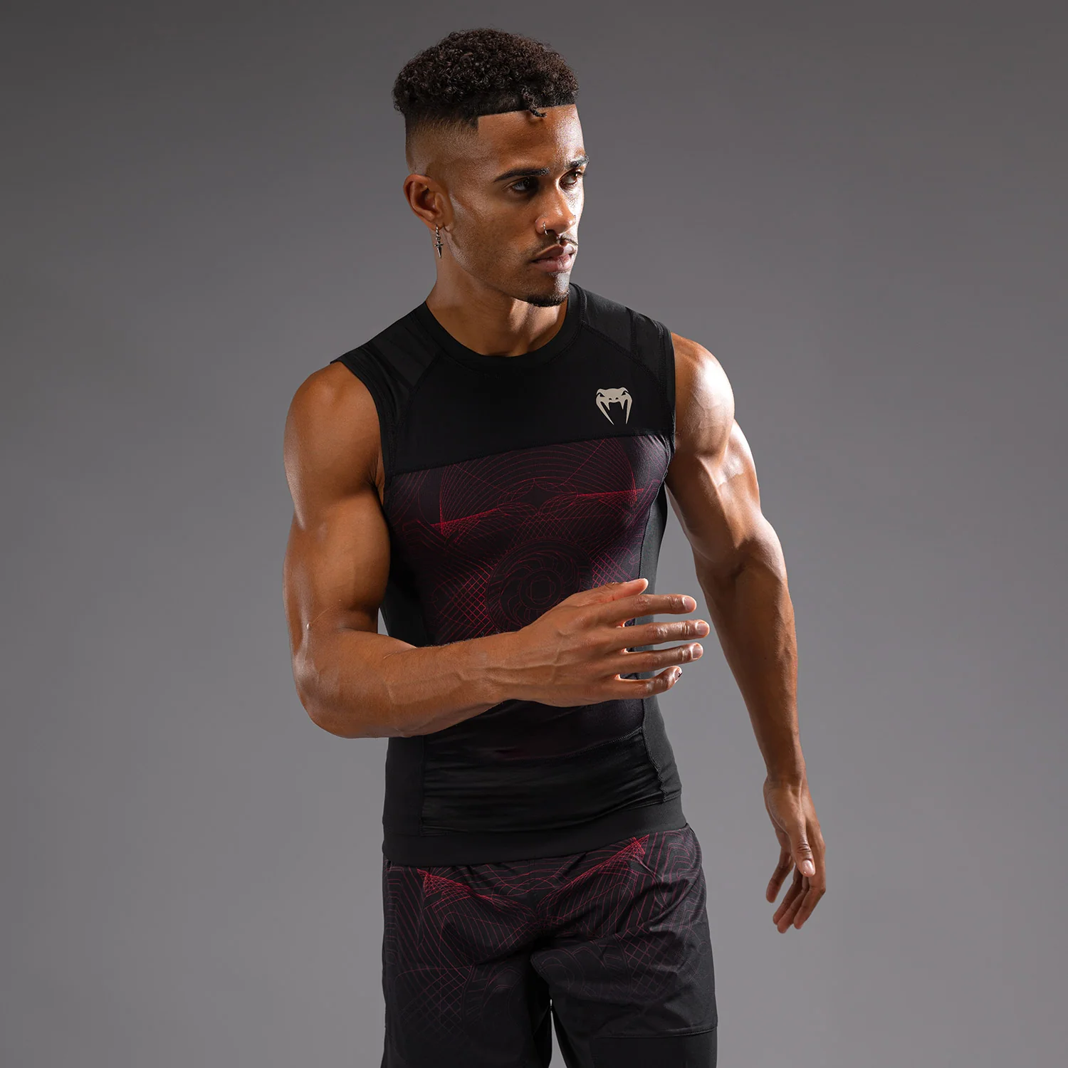Venum G-Fit Air Men's Sleeveless Rashguard - Deep Black/Fire Red - Image 3