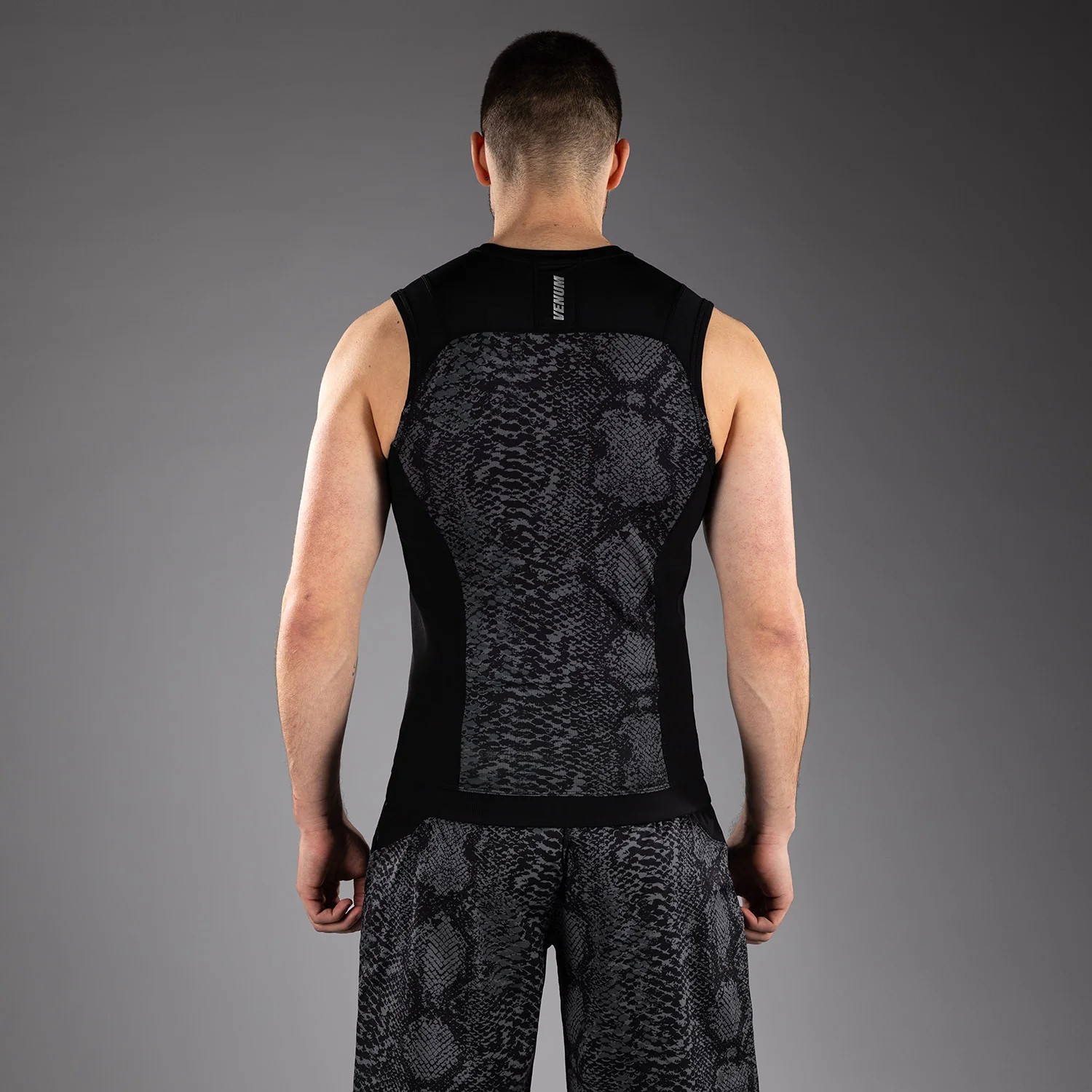 Venum G-Fit Scales Sleeveless Rashguard - Black/ Charcoal Grey - Image 3