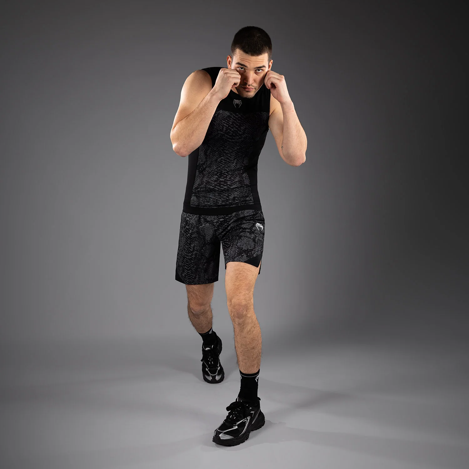Venum G-Fit Scales Sleeveless Rashguard - Black/ Charcoal Grey - Image 7