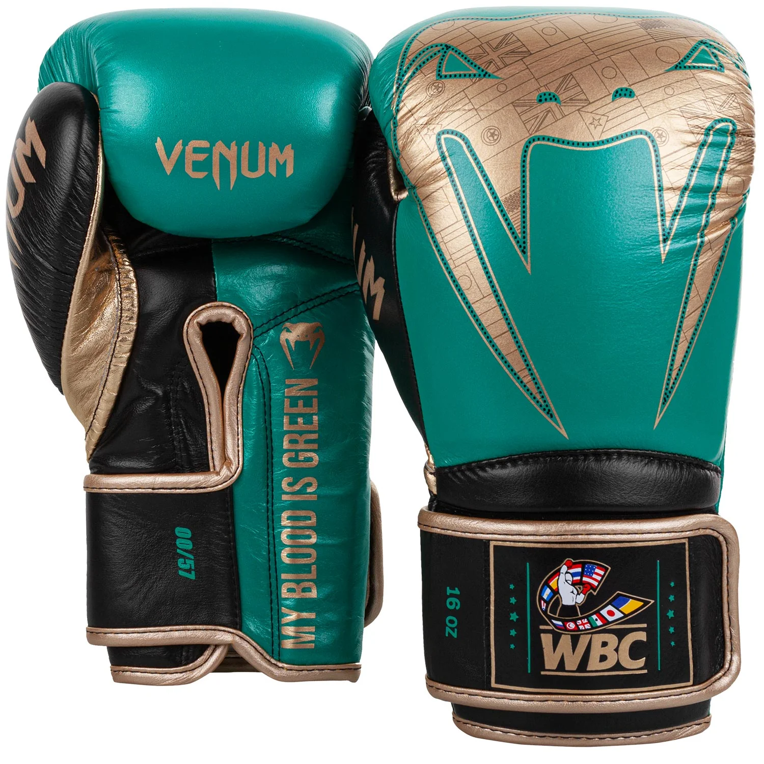 Venum Giant 2.0 Pro Boxing Gloves WBC Limited Edition - Velcro - Green Metallic/Gold - Image 3