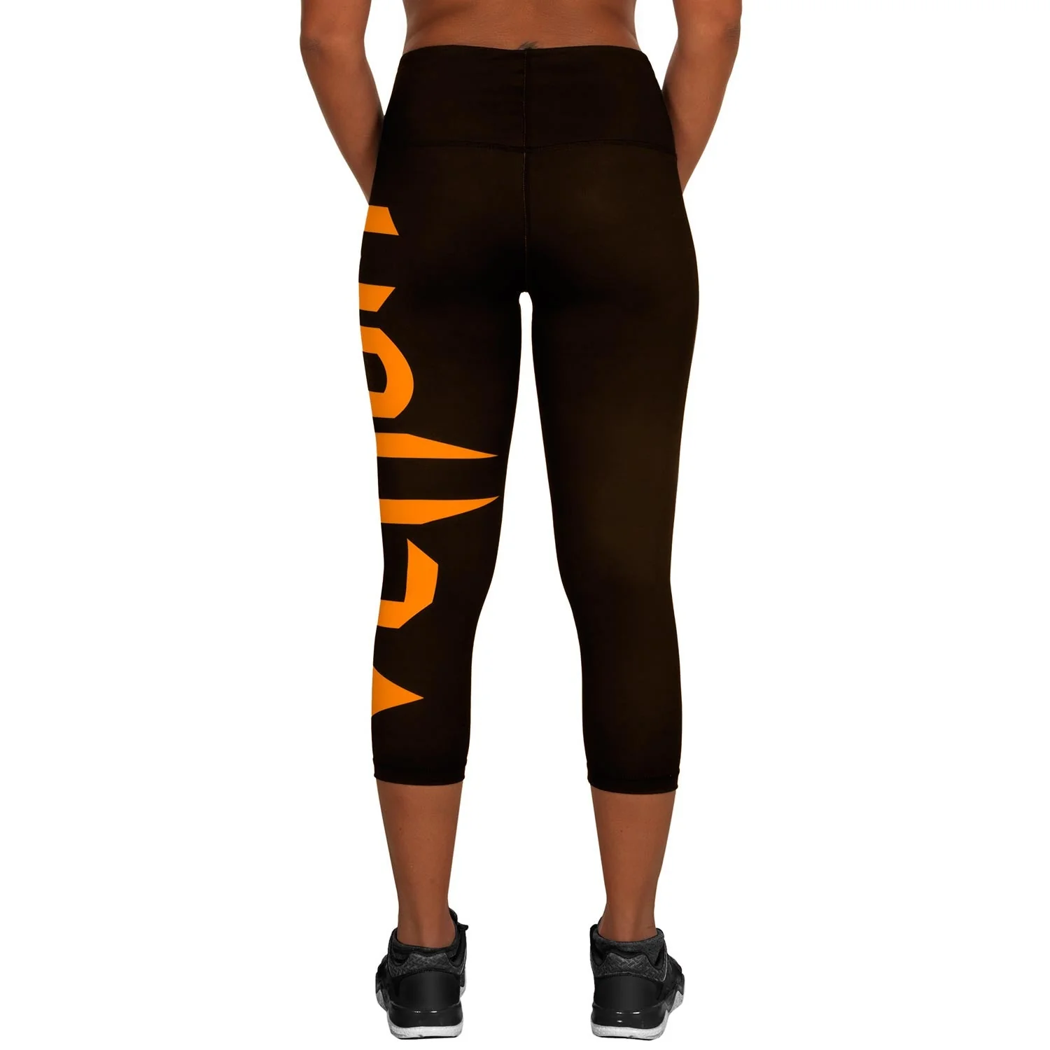 Venum Giant Cropped Leggings - Black/Orange - Image 3