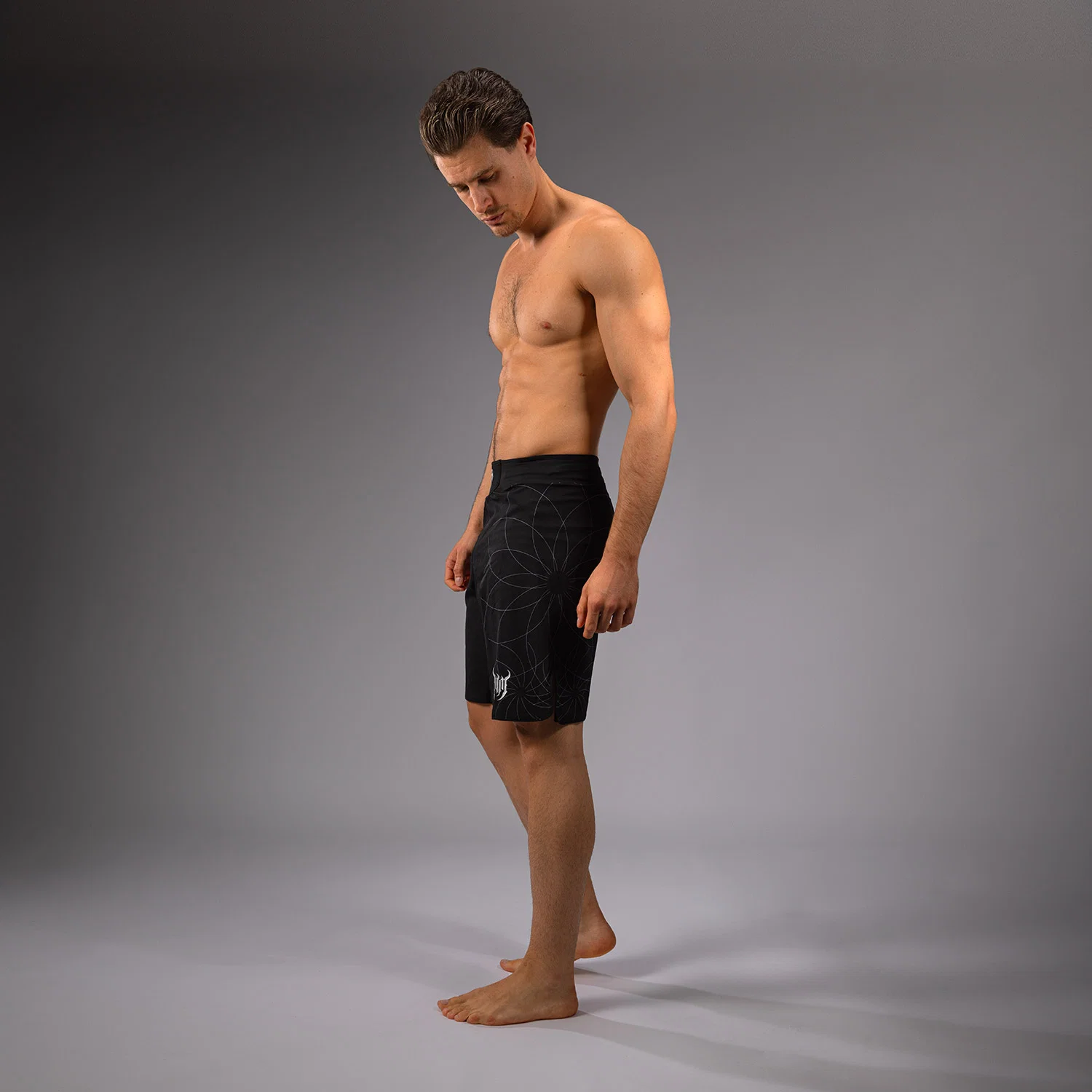 Venum Gladiator 5.0 Men’s Fight Shorts - Black/Silver - Image 2