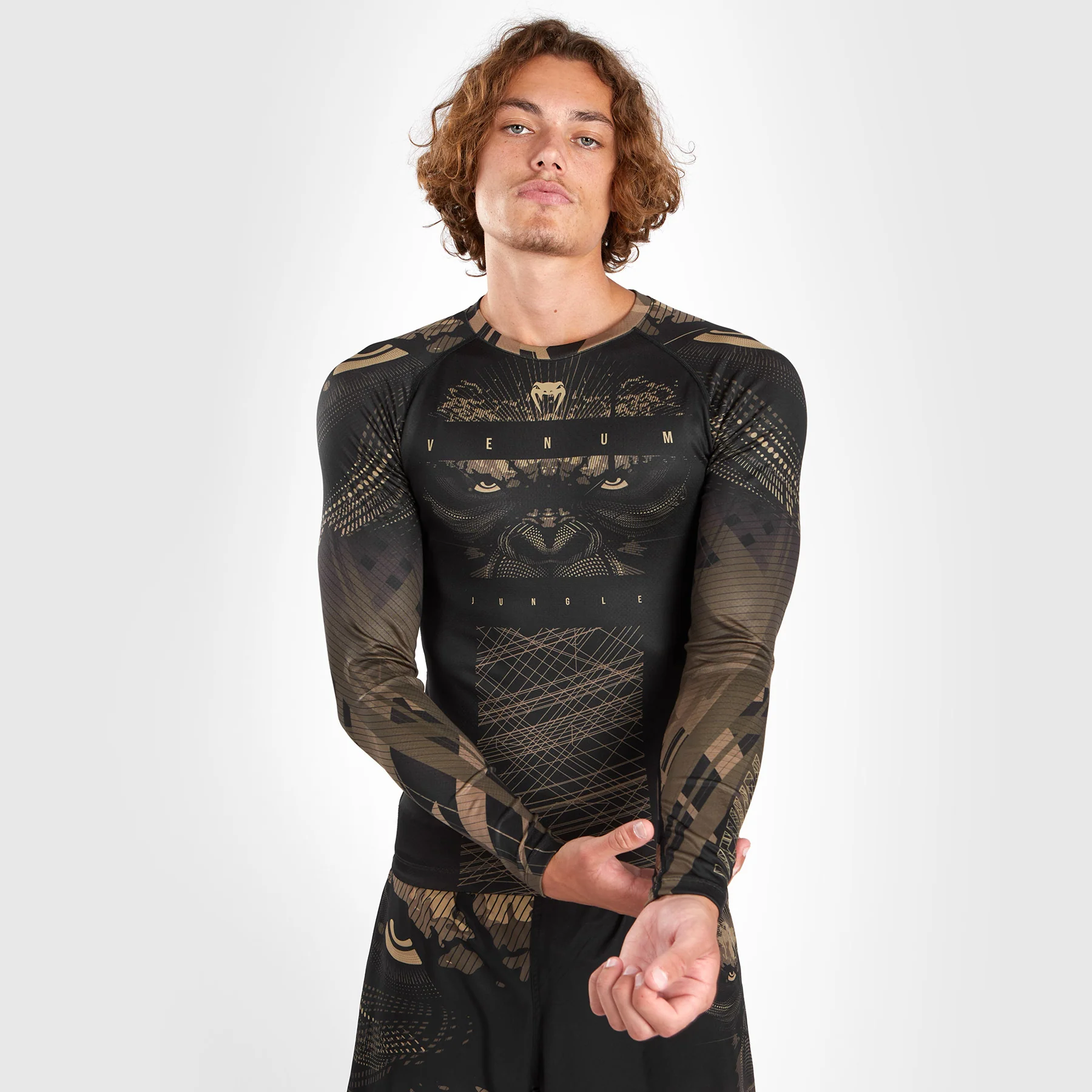 Venum Gorilla Jungle Rashguard Long Sleeves - Black/Sand - Image 6