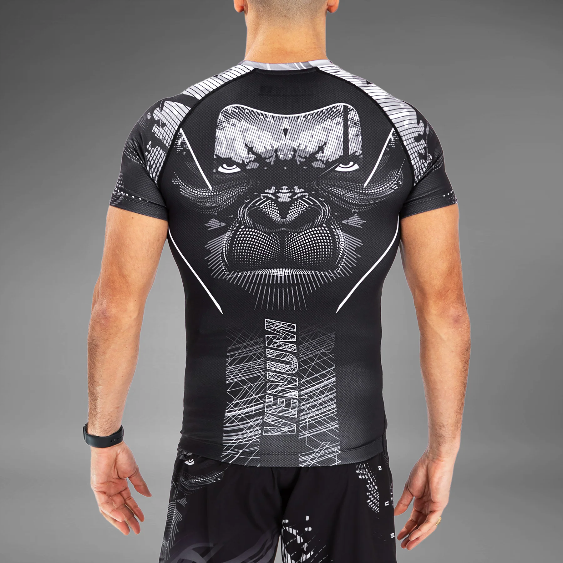 Venum Gorilla Jungle Rashguards Short Sleeves - Black/White - Image 4