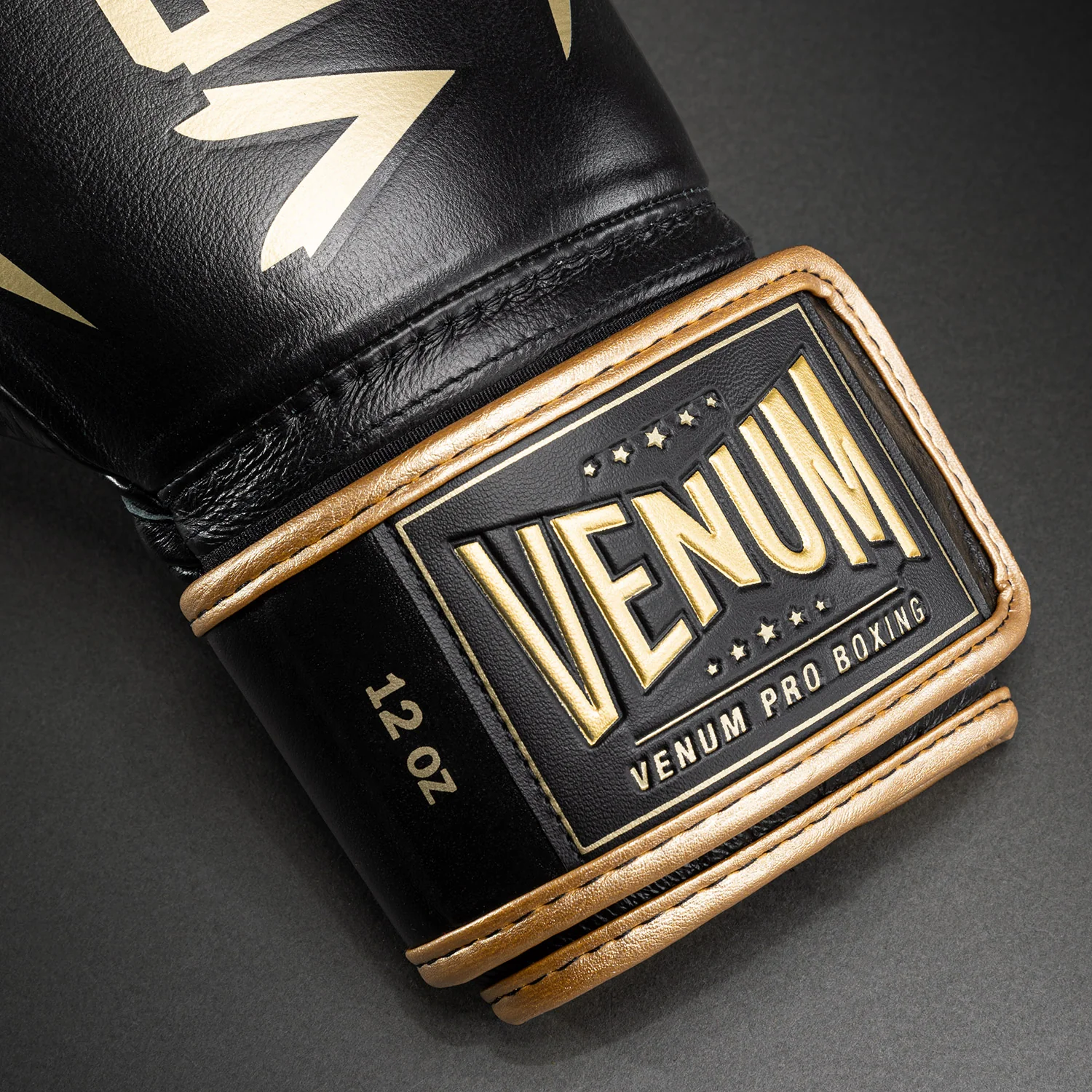 Venum Hammer Pro Boxing Gloves with Velcro - Black/Gold - Image 3