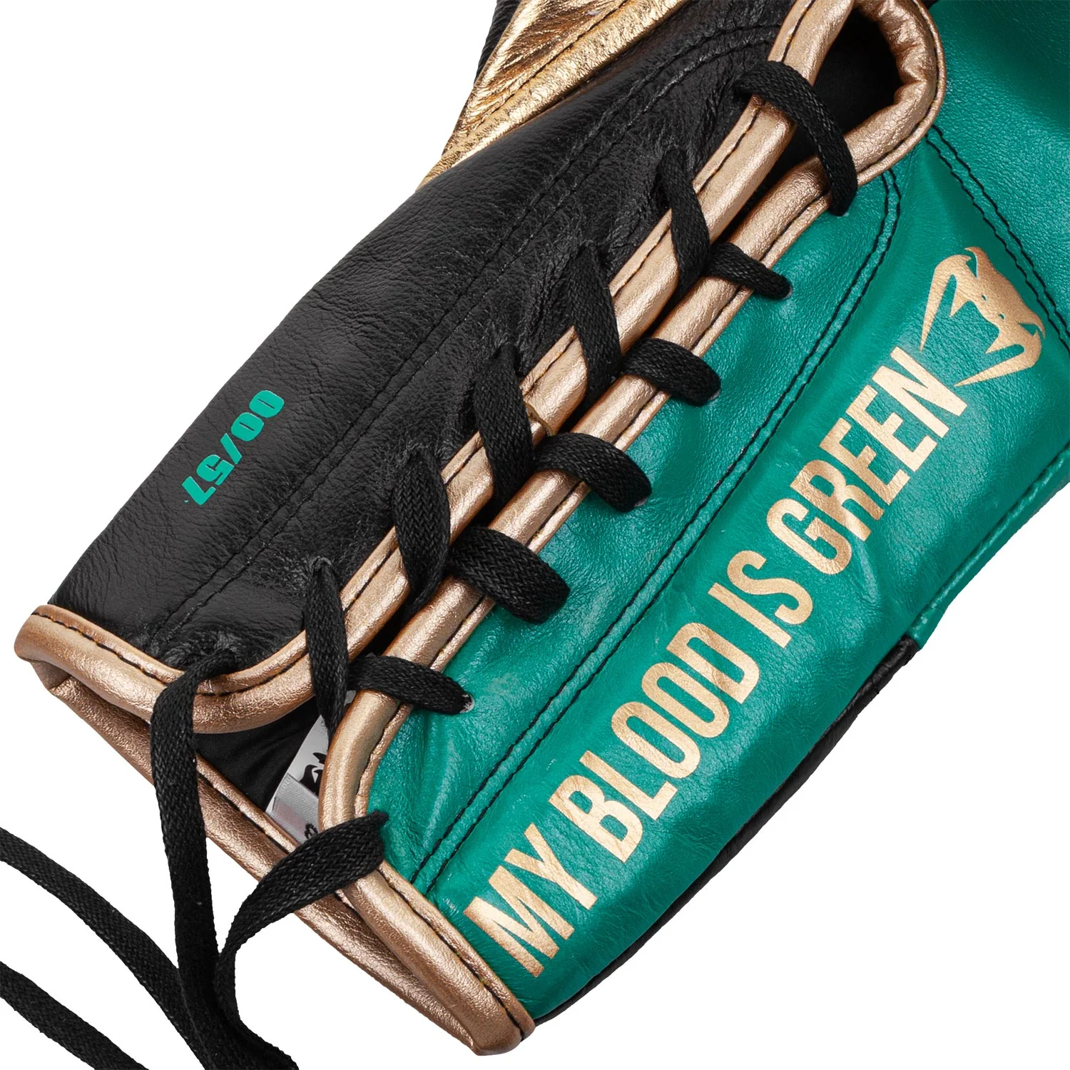 Venum Hammer Pro Boxing Gloves WBC Limited Edition - With Laces - Green Metallic/Gold - Image 6