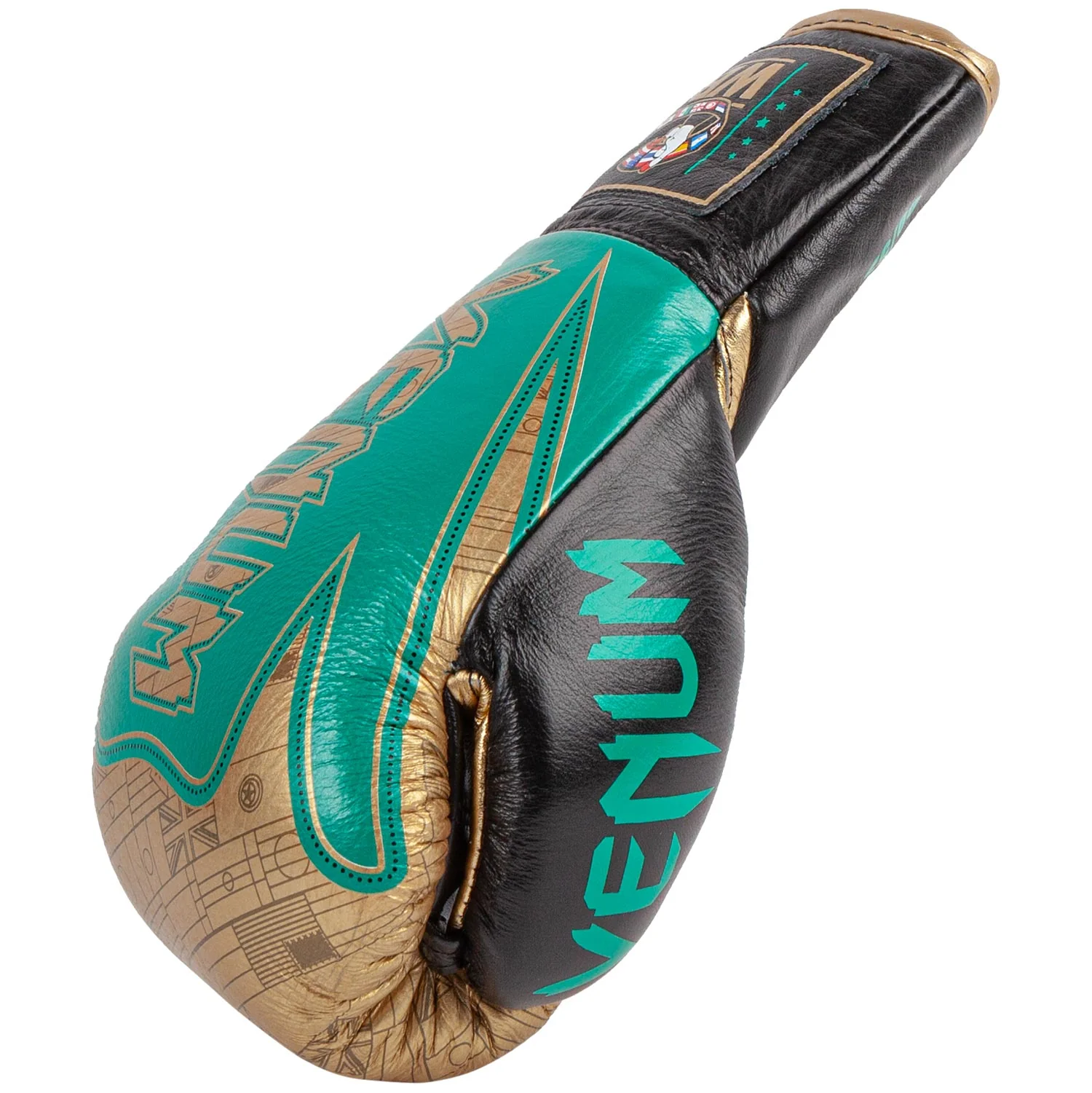 Venum Hammer Pro Boxing Gloves WBC Limited Edition - With Laces - Green Metallic/Gold - Image 8