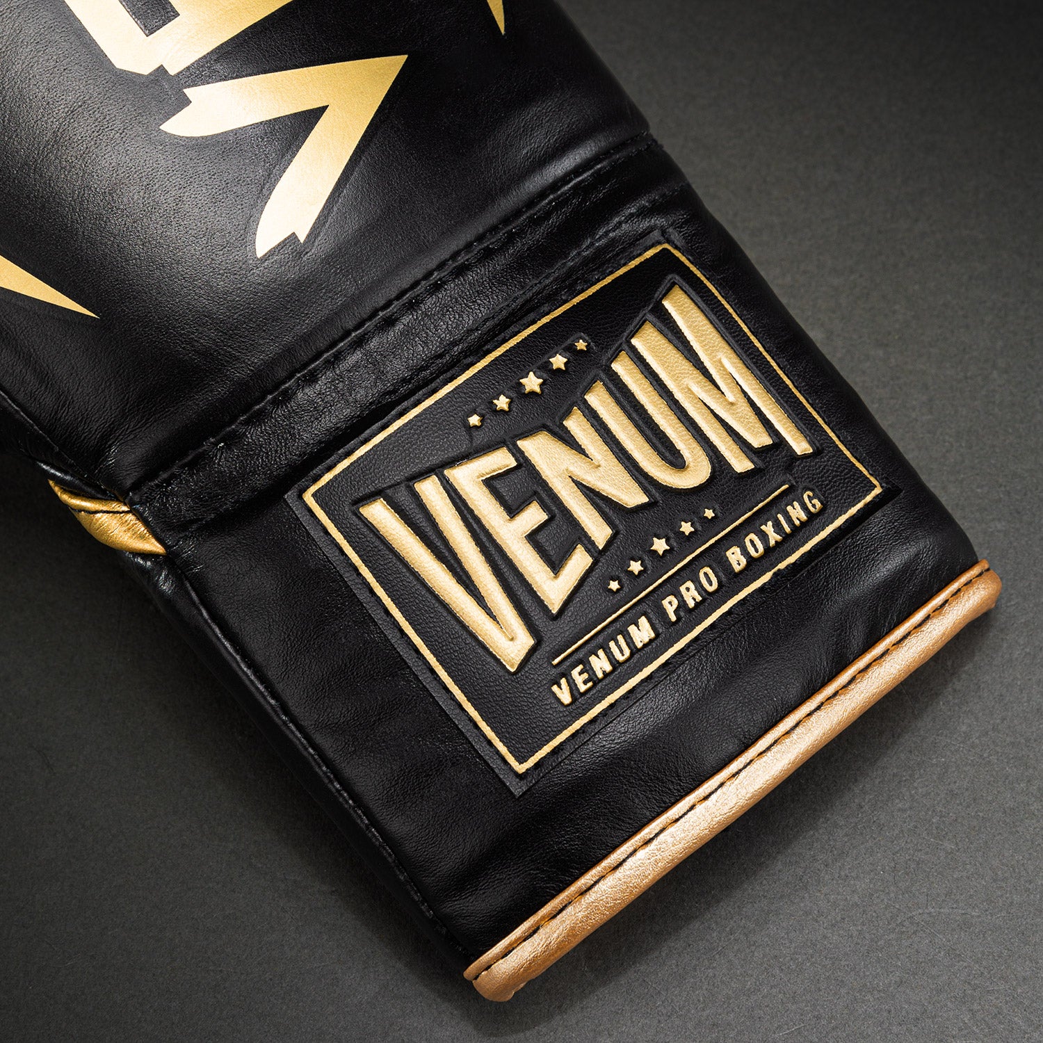 Venum Hammer Pro Boxing Gloves with Laces - Black/Gold - Image 3
