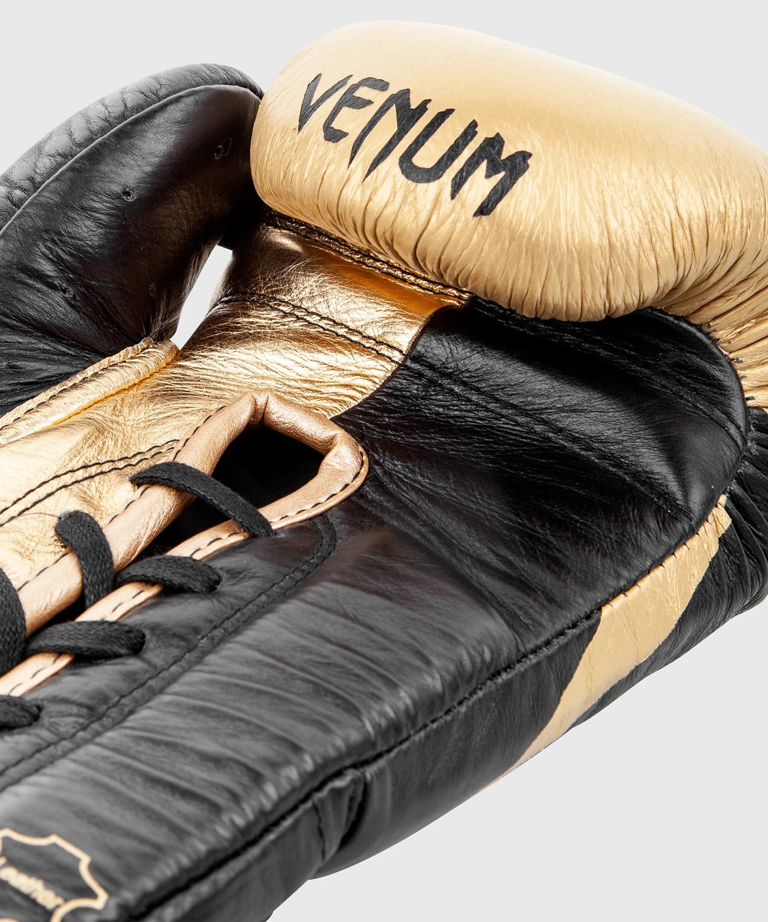 Venum Hammer Pro Boxing Gloves - With Laces - Black/Gold - Image 4