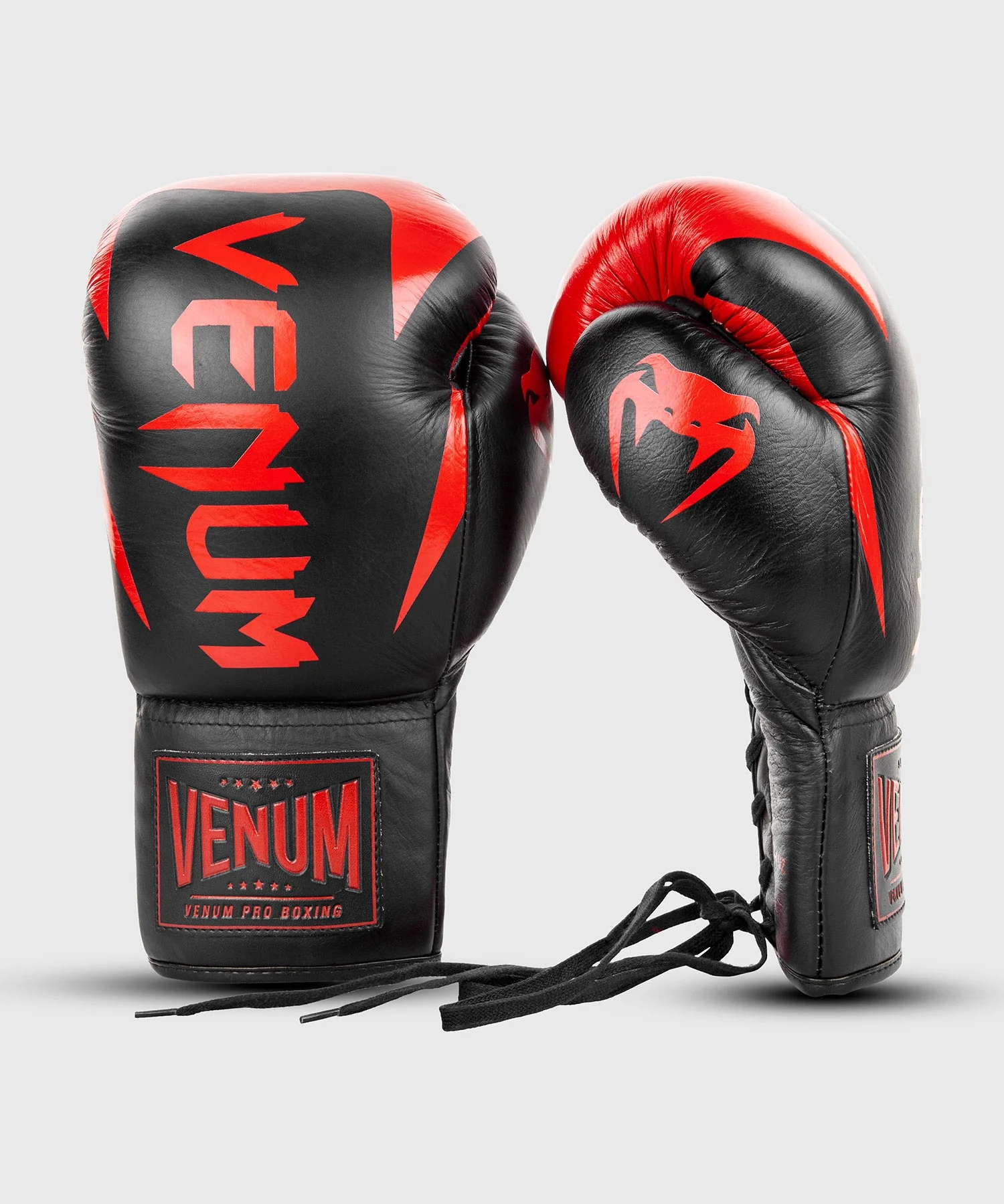 Venum Hammer Pro Boxing Gloves - With Laces - Black/Red - Image 2