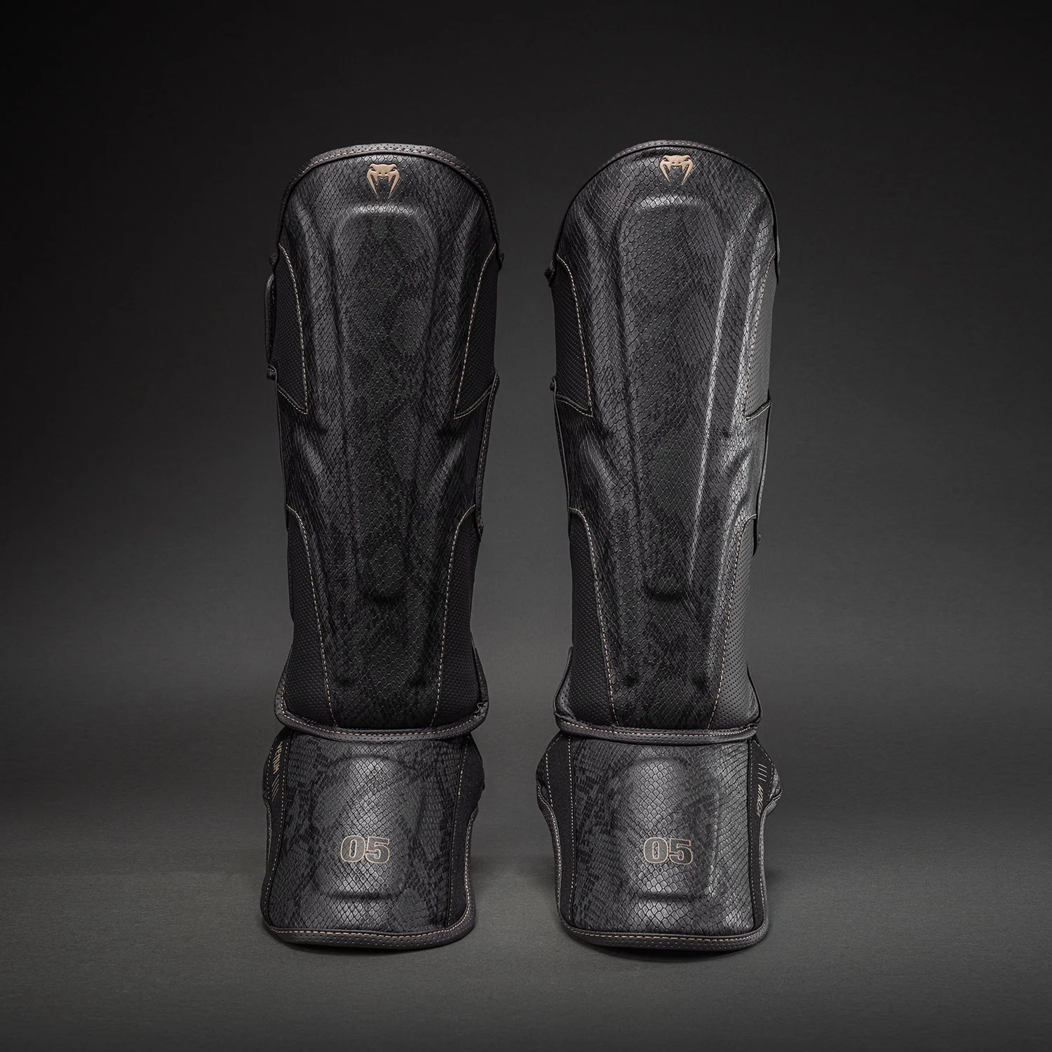 Venum Impact Evo Scales Shin Guards - Dark Grey