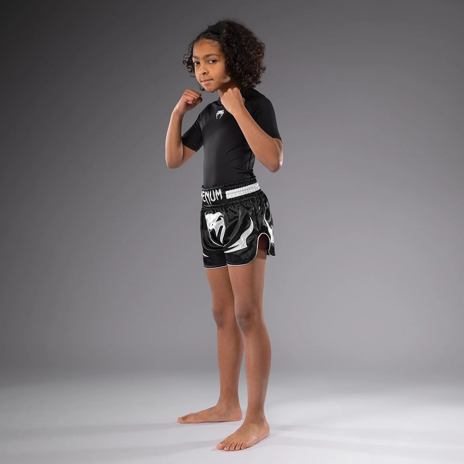 Venum Inferno Kids Thai Shorts - Black - Image 2