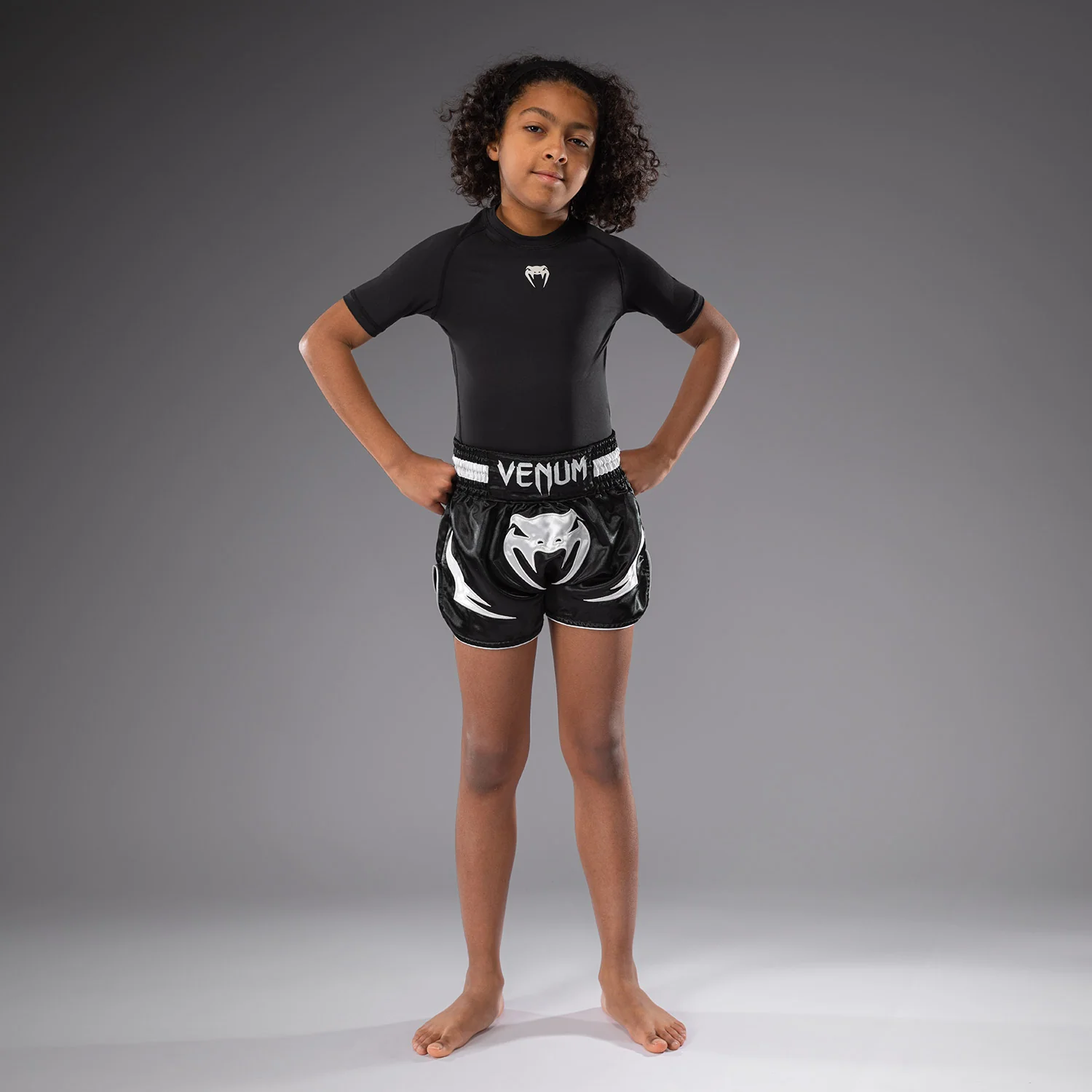 Venum Inferno Kids Thai Shorts - Black - Image 5