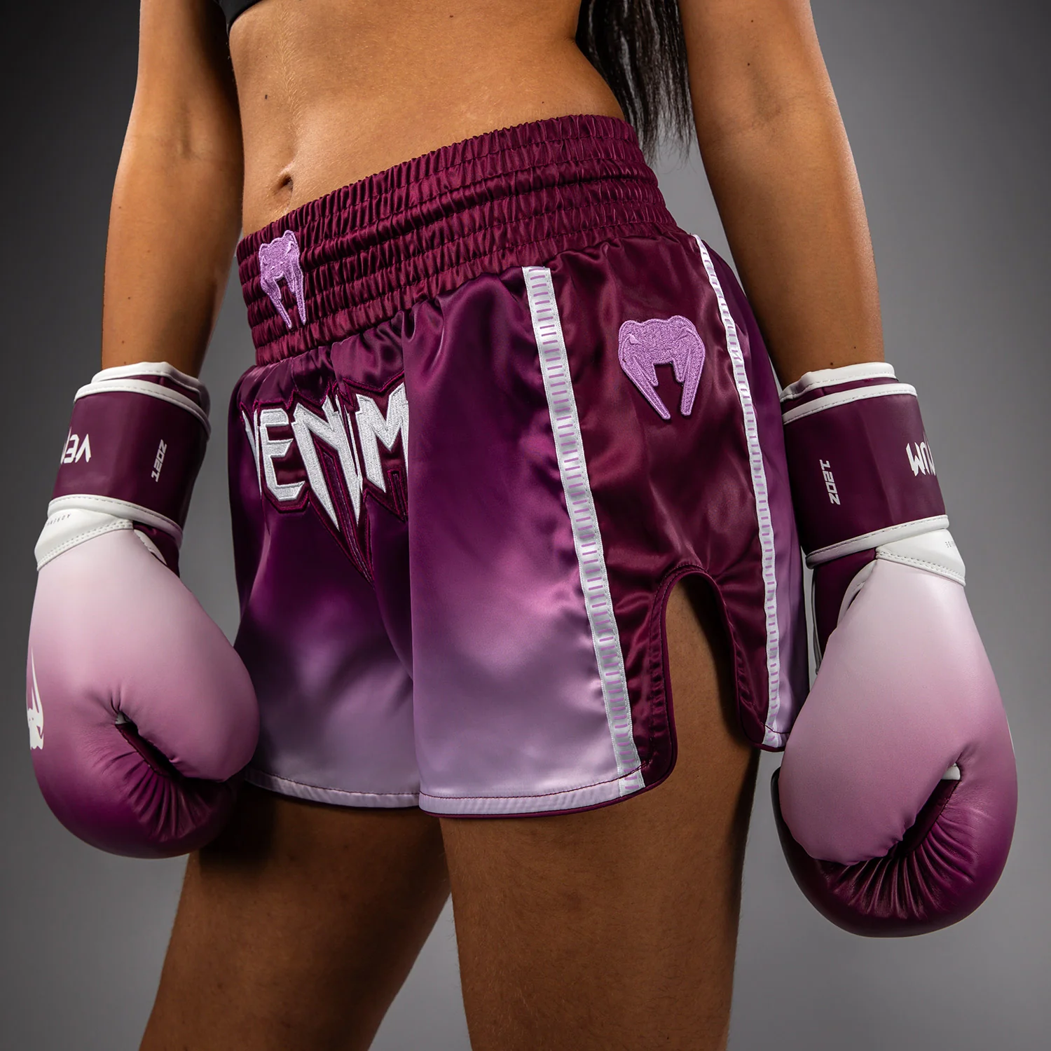 Venum Iris Muay Thai Shorts - Plum/white - Image 3