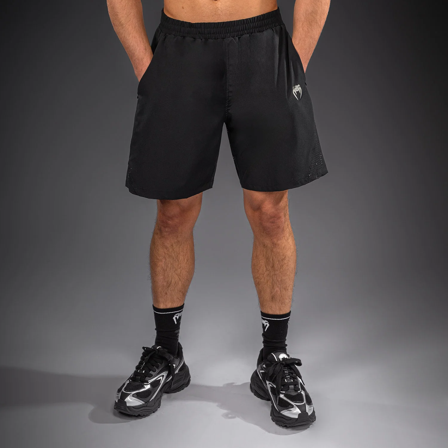 Venum Lazer Training Shorts - Black/Grey - Image 2