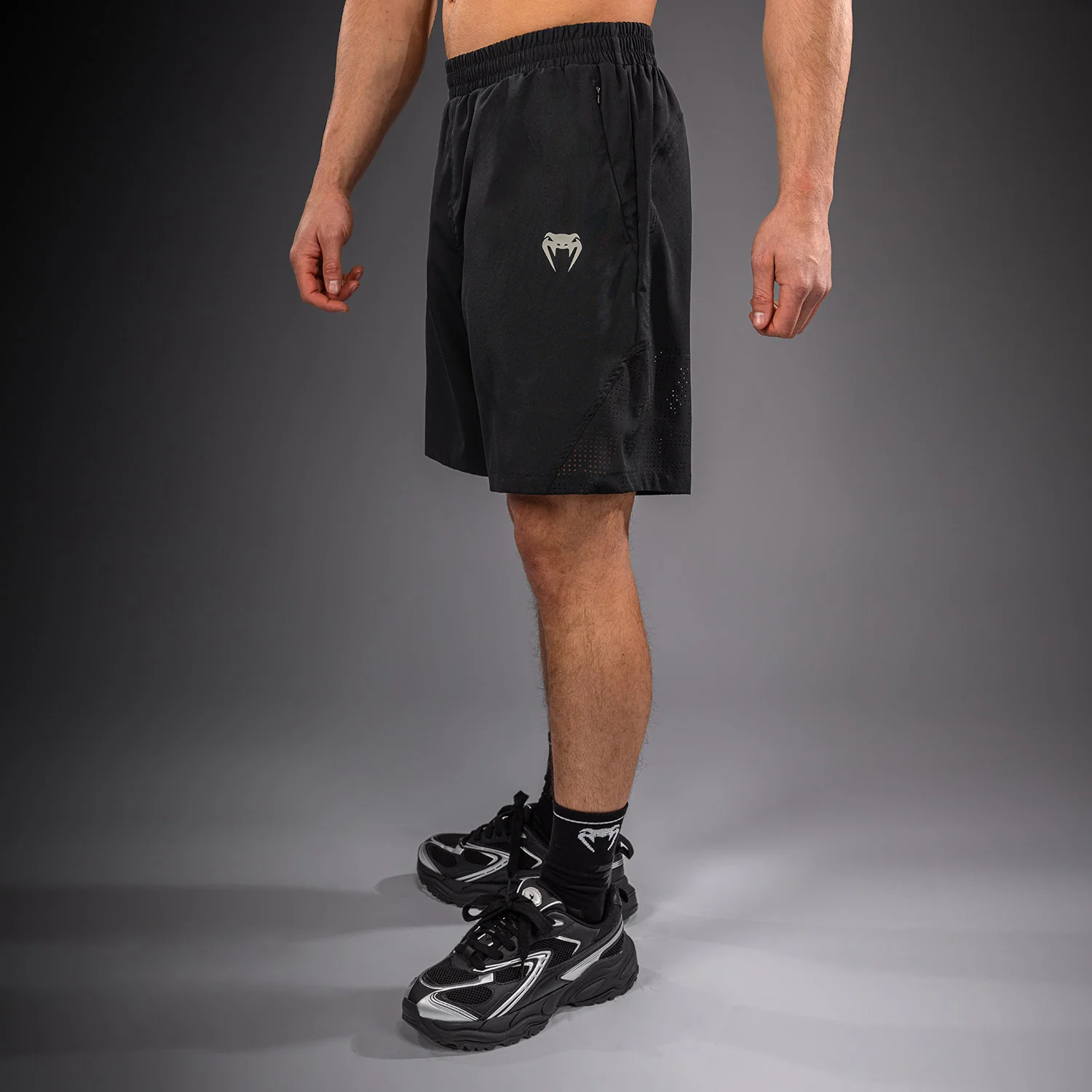 Venum Lazer Training Shorts - Black/Grey - Image 3