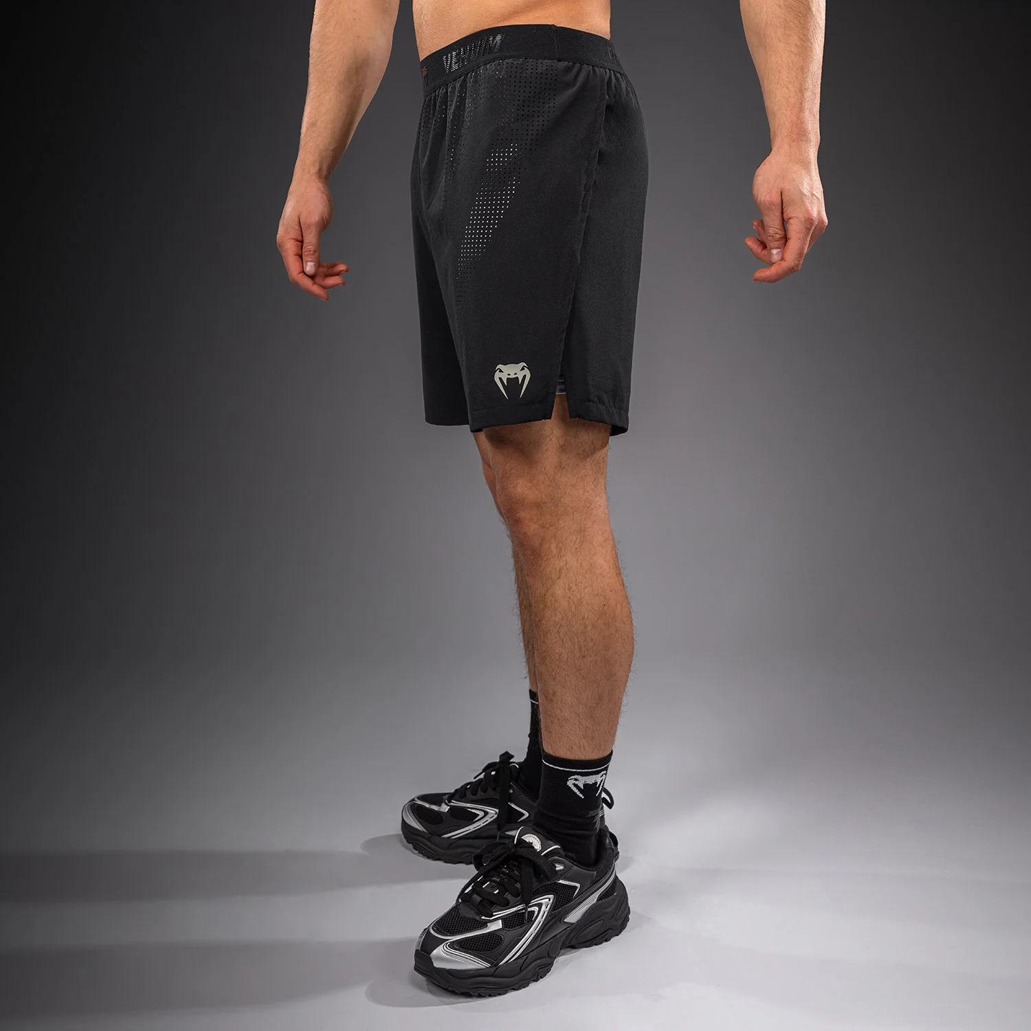 Venum Lazer Hybrid Training Shorts - Black/Grey - Image 3