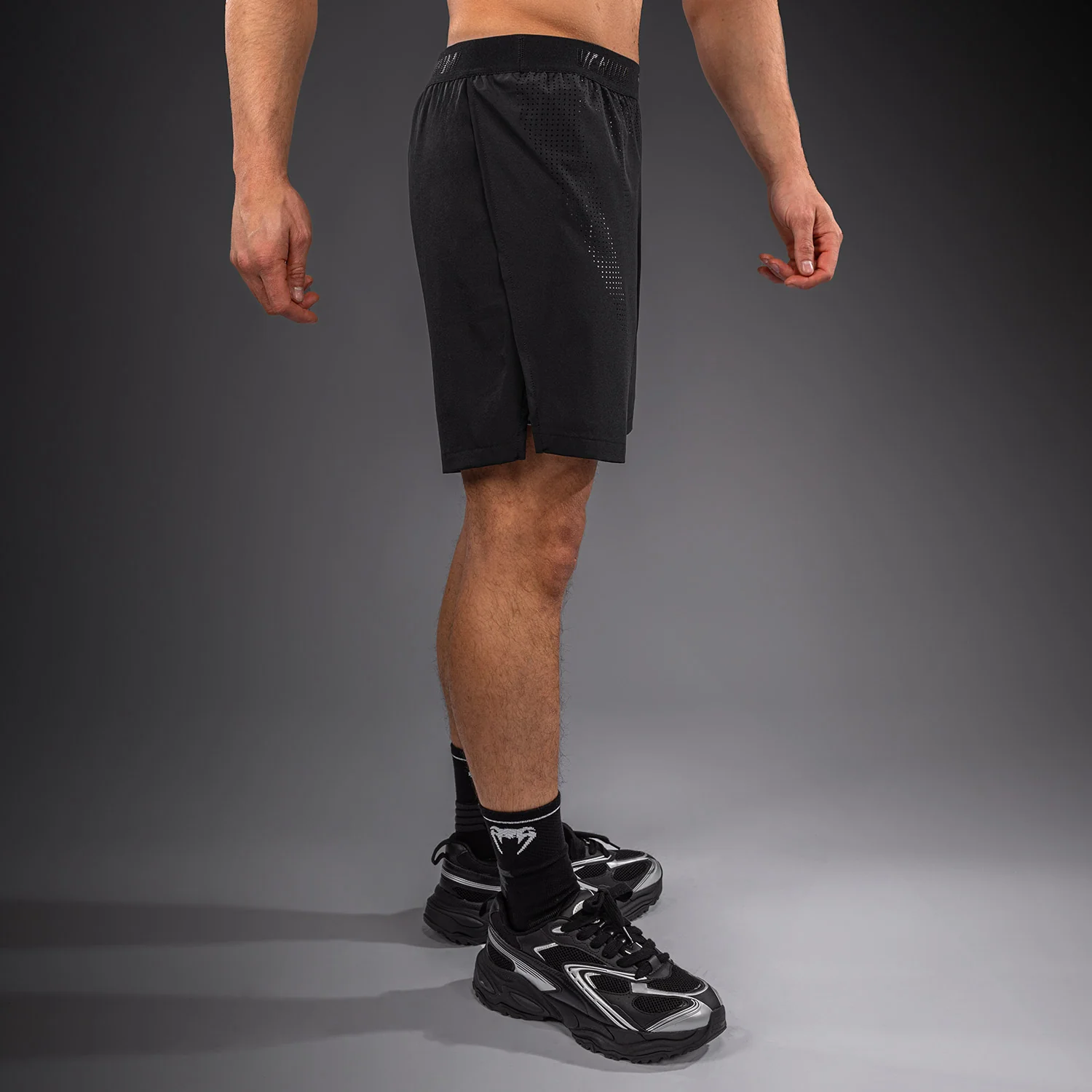 Venum Lazer Hybrid Training Shorts - Black/Grey - Image 4