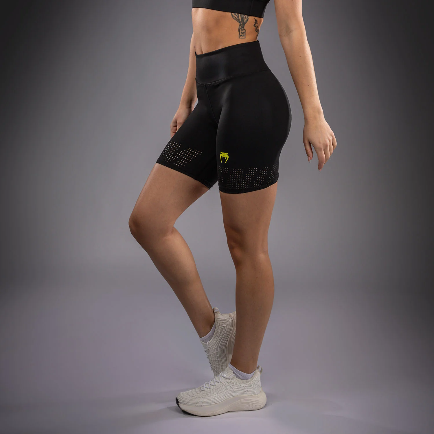 Venum Lazer Women's Compression Shorts - Black/Yellow - Image 2