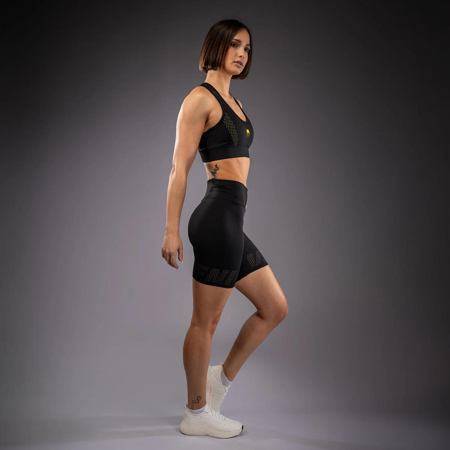 Venum Lazer Women's Compression Shorts - Black/Yellow - Image 6