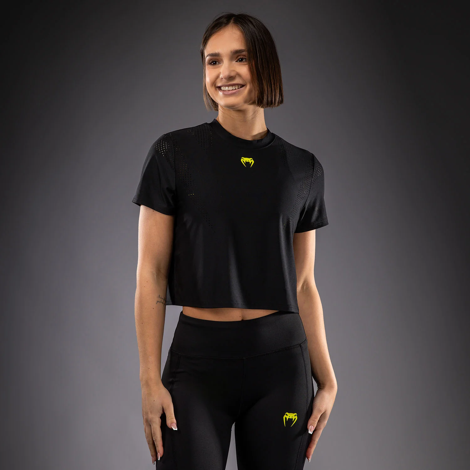 Venum Lazer Women's Dry Tech T-Shirt - Black/Yellow