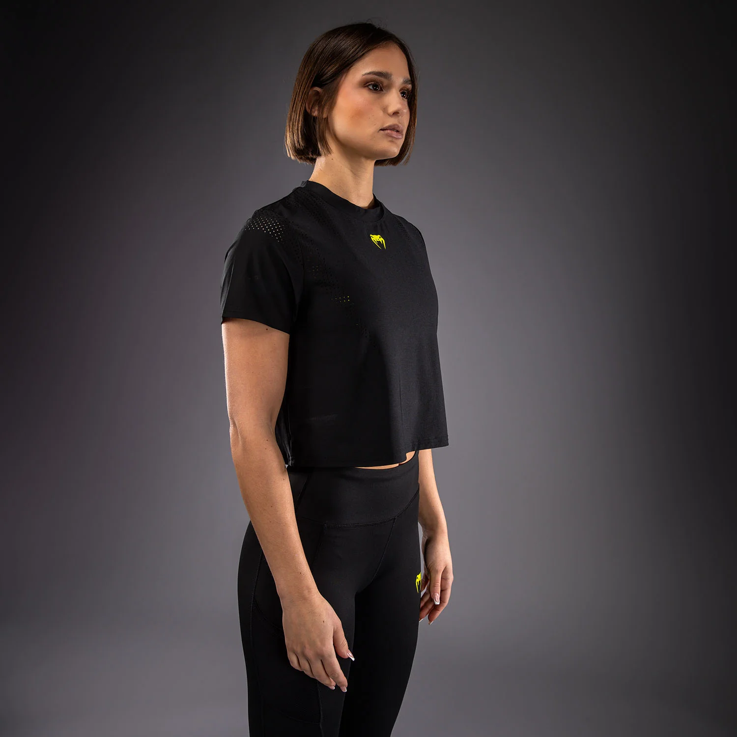 Venum Lazer Women's Dry Tech T-Shirt - Black/Yellow - Image 3