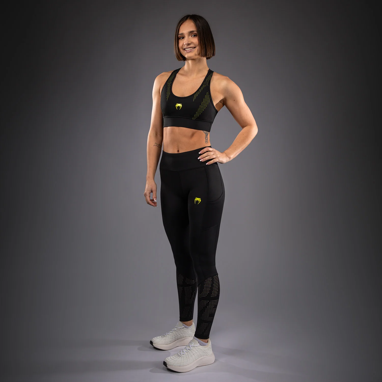 Venum Lazer Women's Sports Bra - Black/Yellow - Image 6