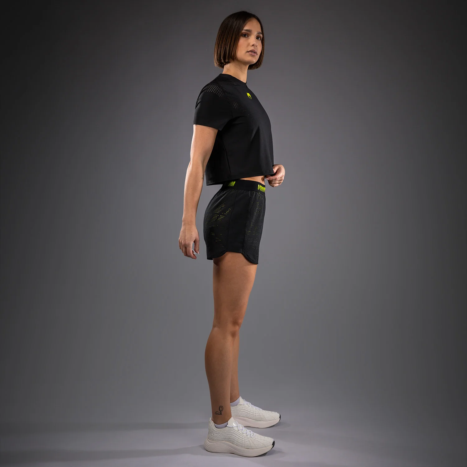 Venum Lazer Women's Training Shorts - Black/Yellow - Image 3