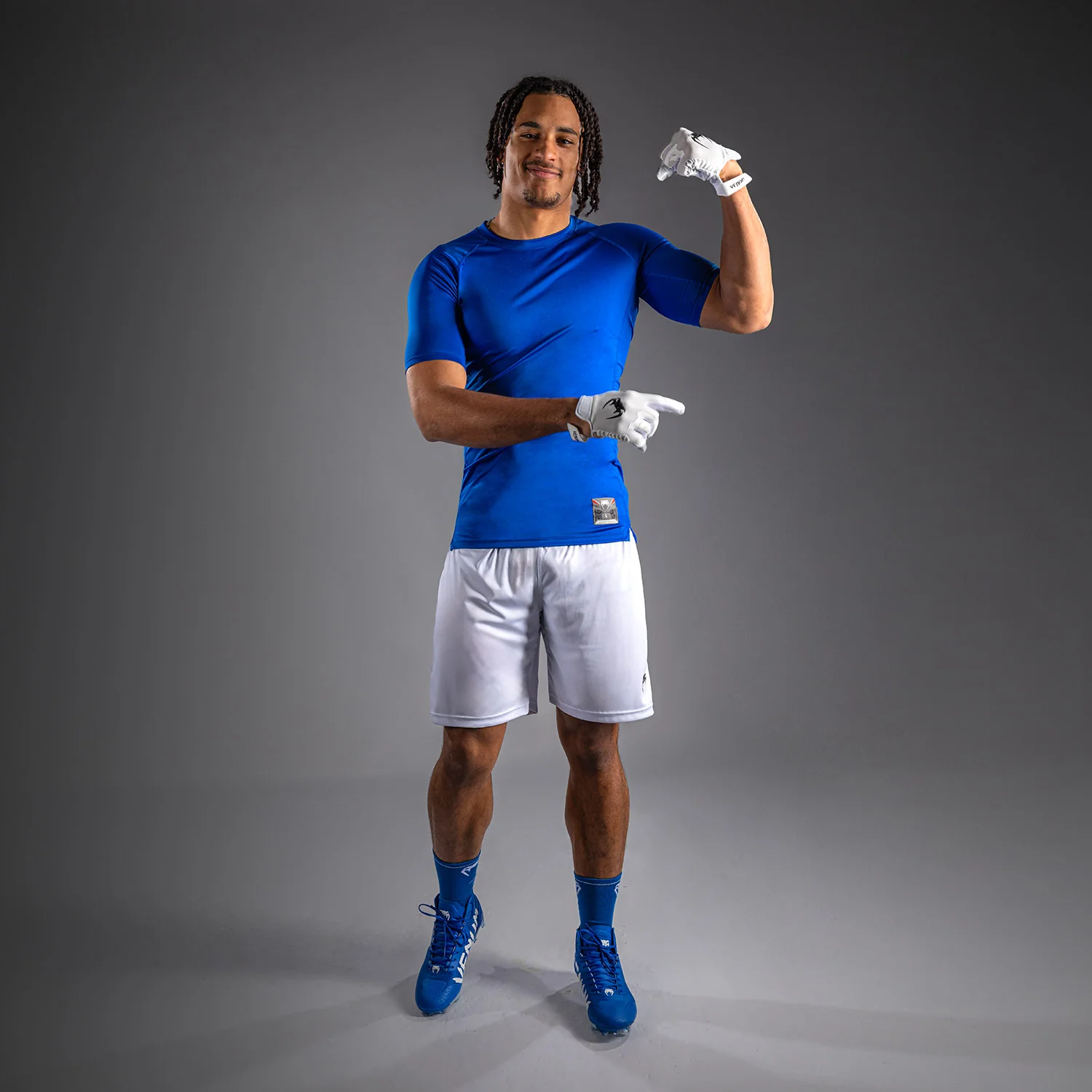 Venum Lineup Half Sleeve Compression Shirt Royal - Blue/White - Image 7