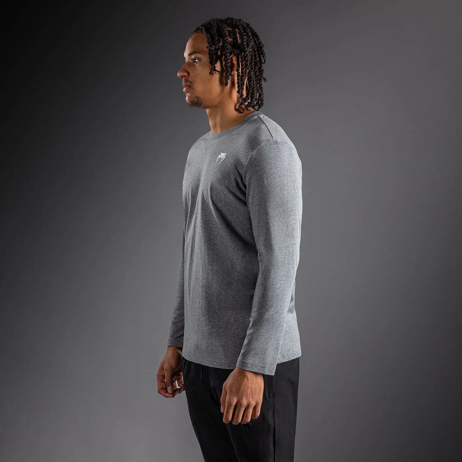 Venum Lineup Long Sleeve T-Shirt Grey - Heather/White - Image 2