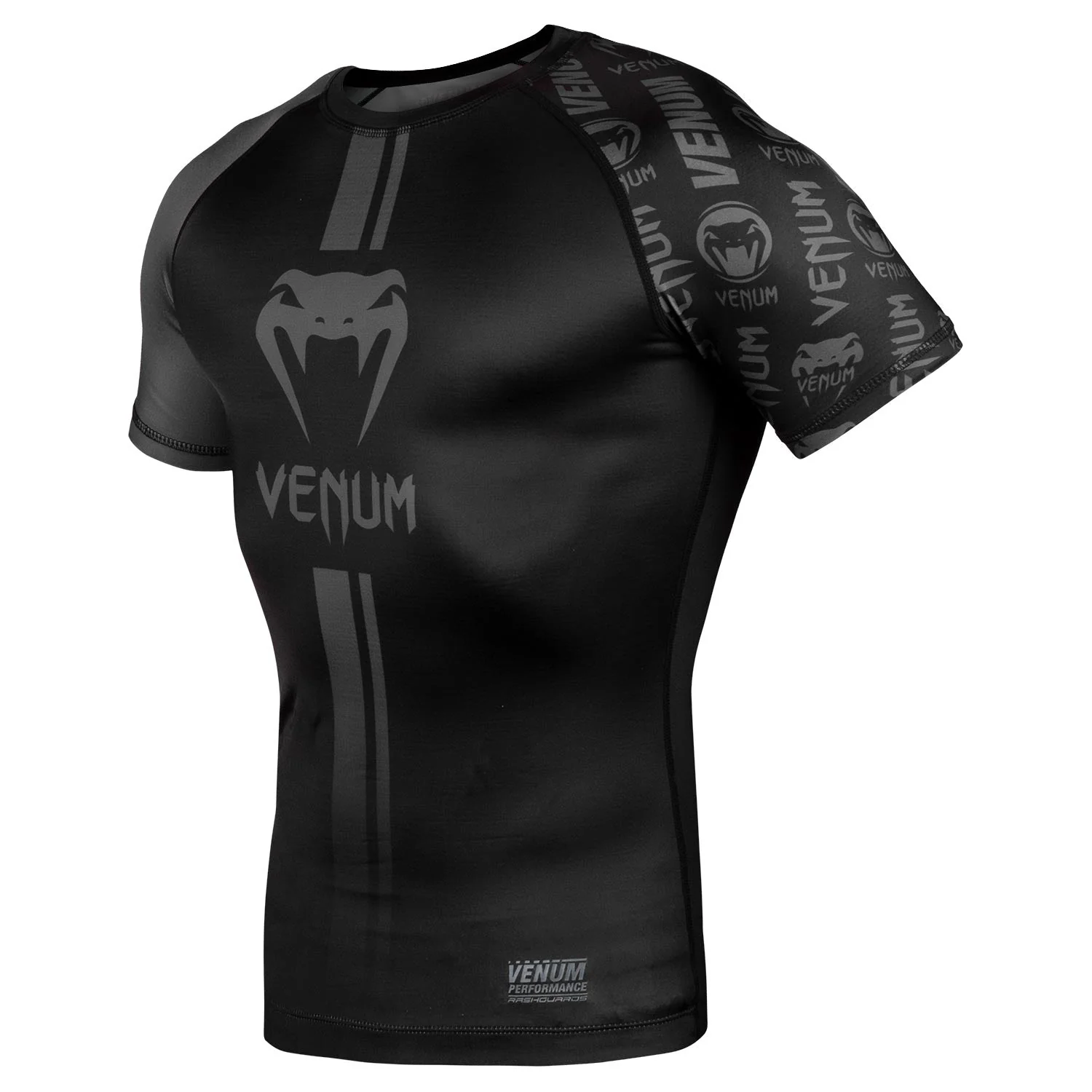 Venum Logos Rashguard - Short Sleeves - Black/Black - Image 2