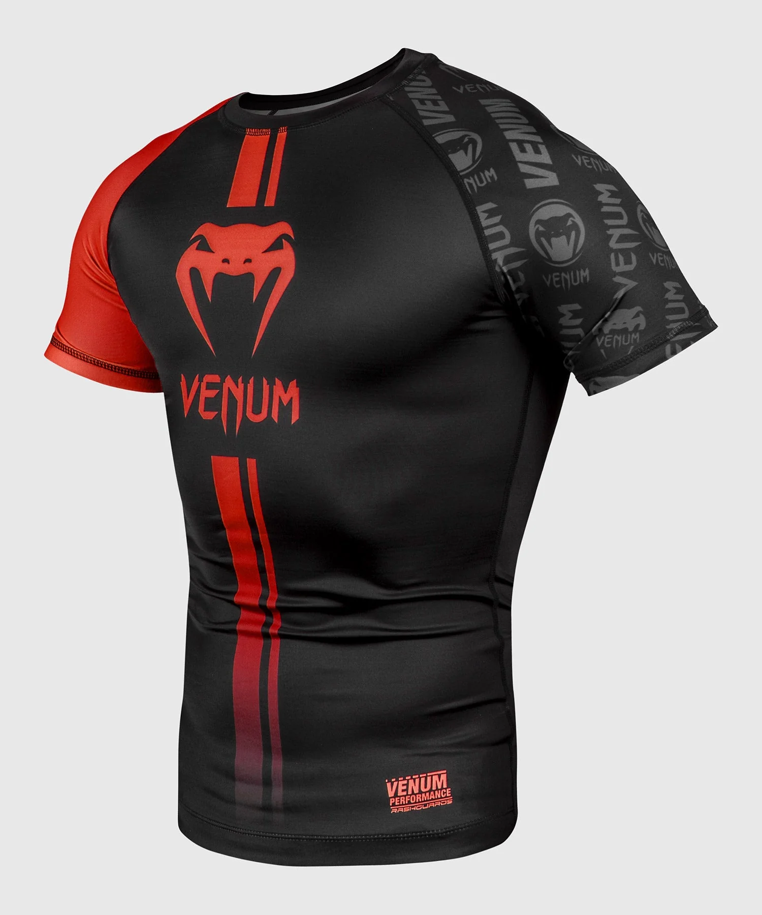 Venum Logos Rashguard - Short Sleeves - Black/Red - Image 3