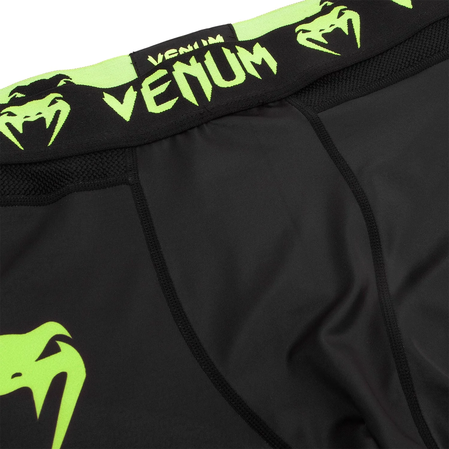 Venum Logos Tights - Black/Neo Yellow - Image 5