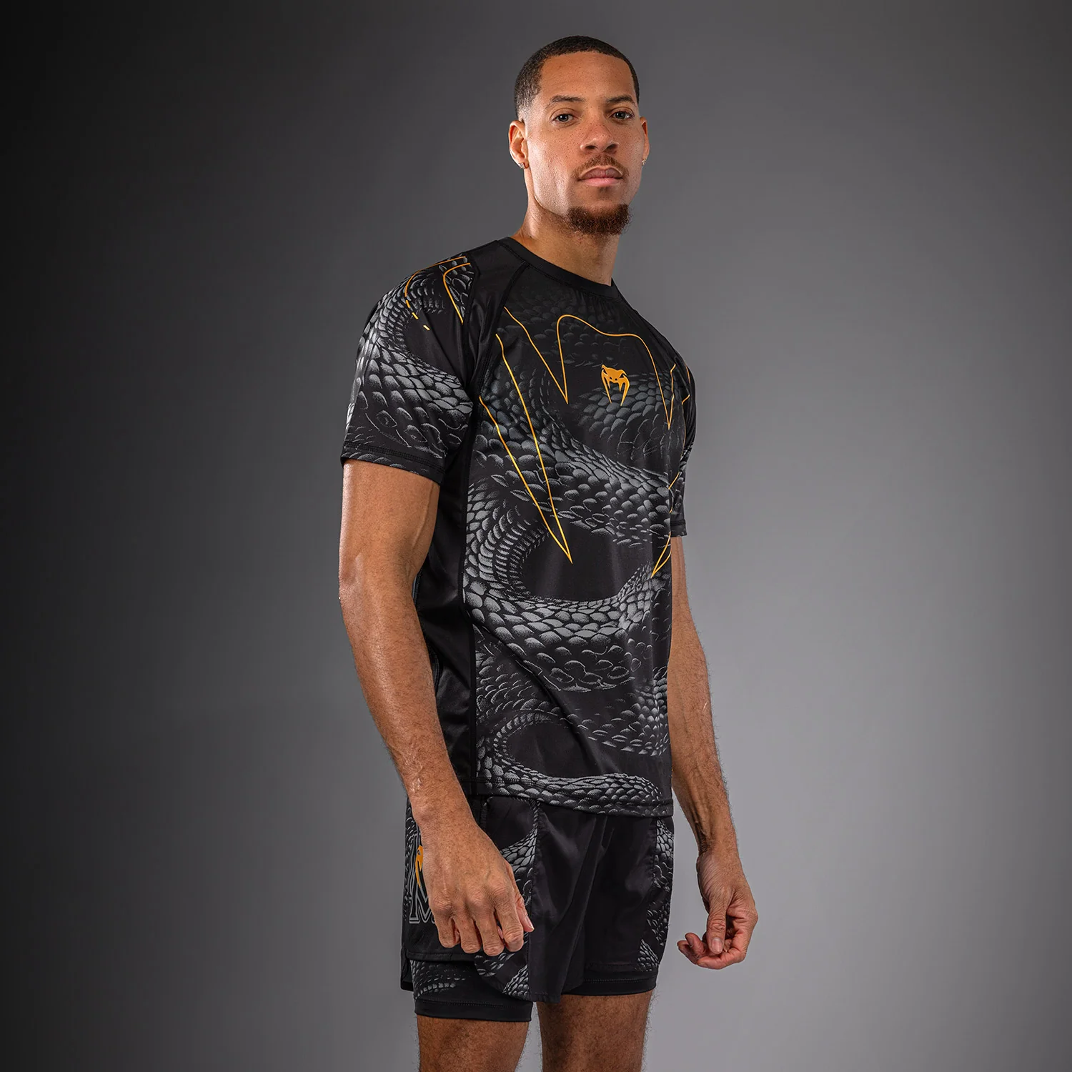 Venum Matupa Dry Tech T-Shirt - Black/Grey/Gold - Image 2
