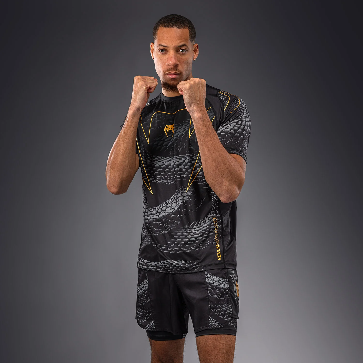 Venum Matupa Dry Tech T-Shirt - Black/Grey/Gold - Image 3