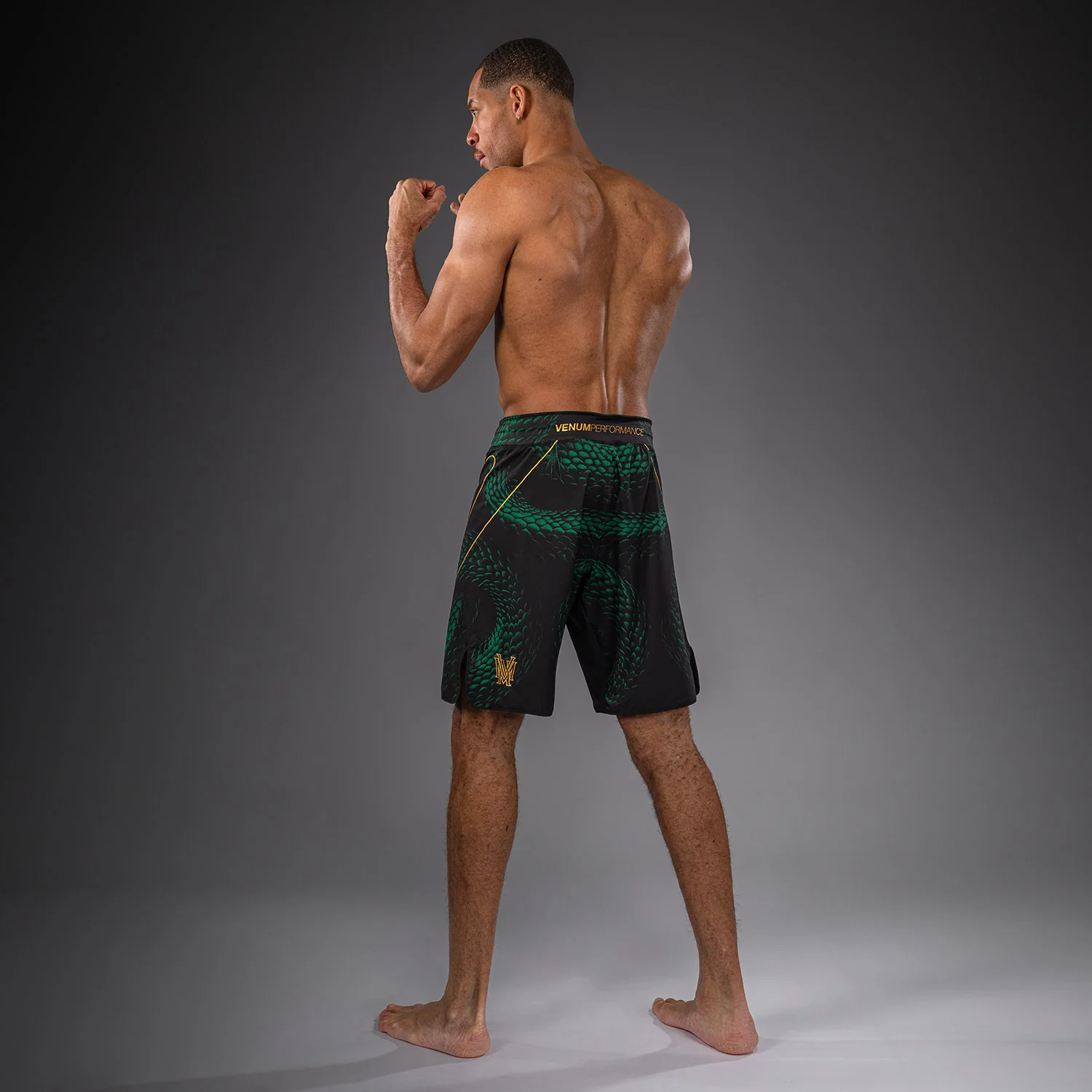 Venum Matupa Fightshorts - Black/Green/Gold - Image 6