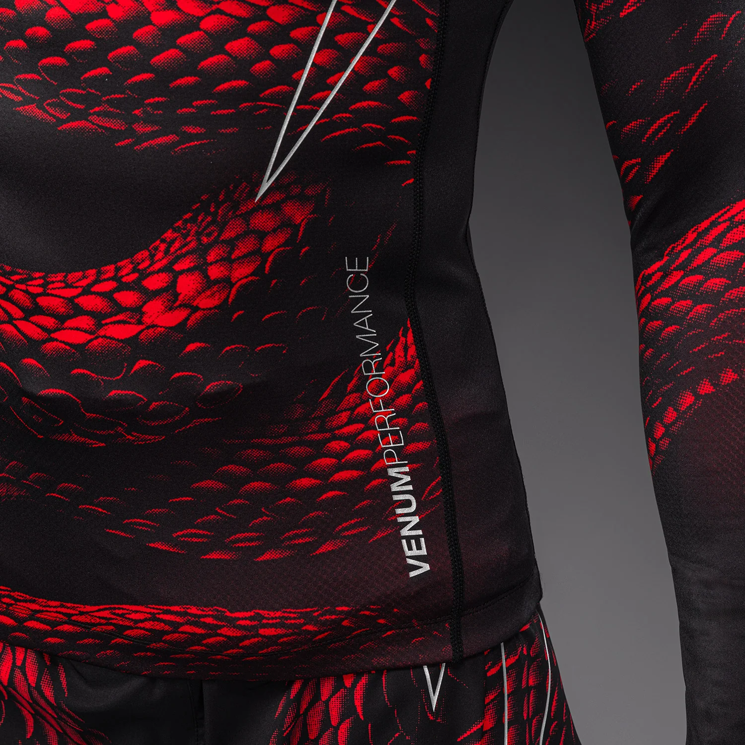 Venum Matupa Long Sleeve Rashguard - Black/Red/Silver - Image 6