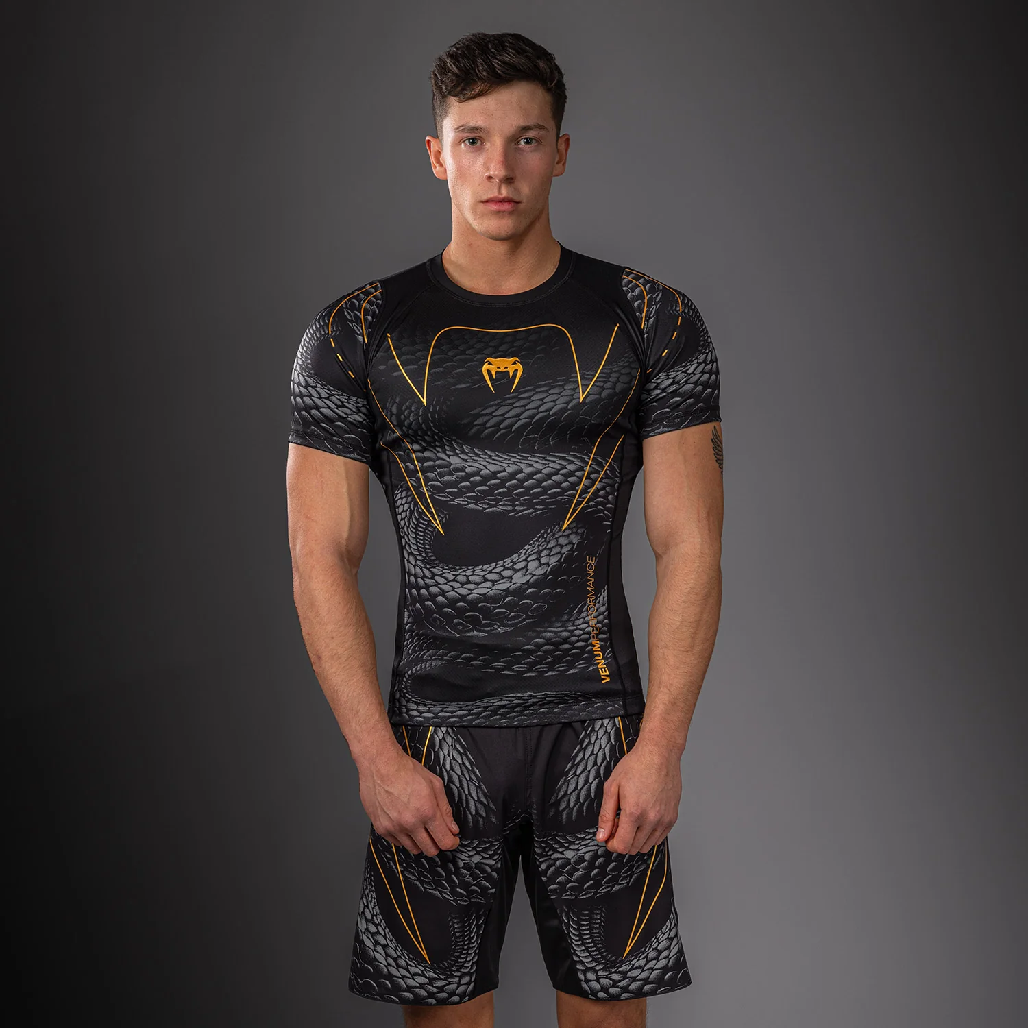 Venum Matupa Short Sleeve Rashguard - Black/Grey/Gold