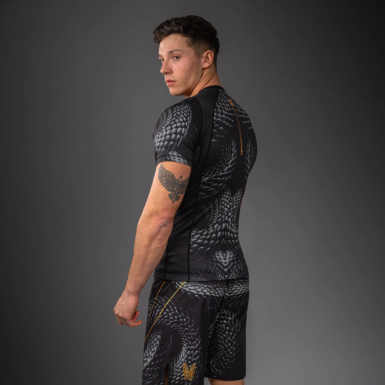 Venum Matupa Short Sleeve Rashguard - Black/Grey/Gold - Image 4