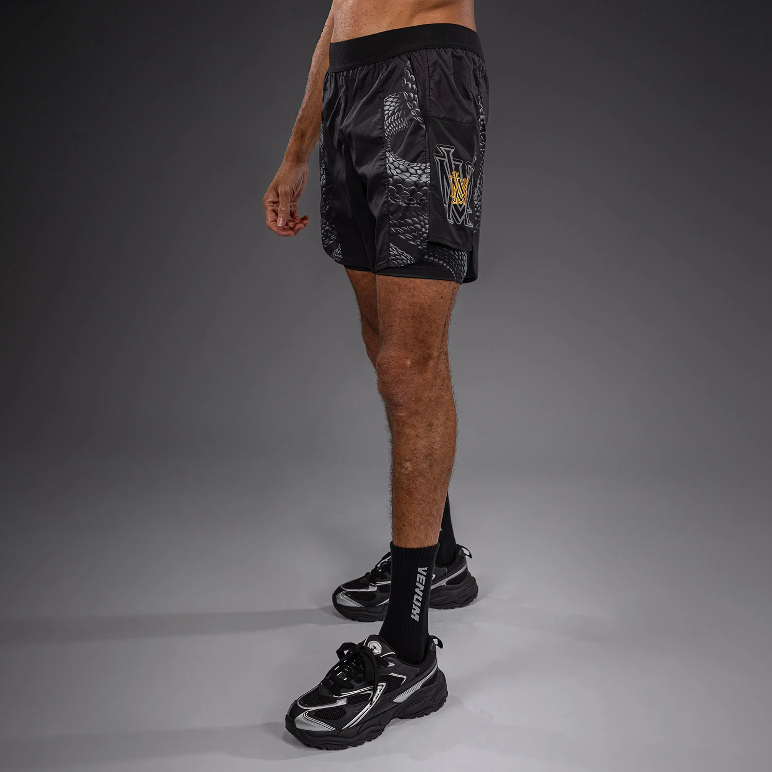 Venum Matupa Training Shorts - Black/Grey/Gold - Image 3