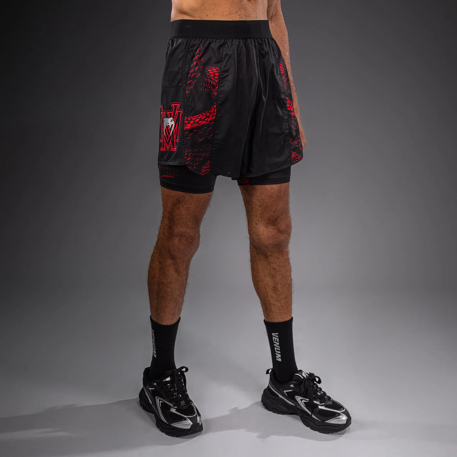 Venum Matupa Training Shorts - Black/Red/Silver - Image 2