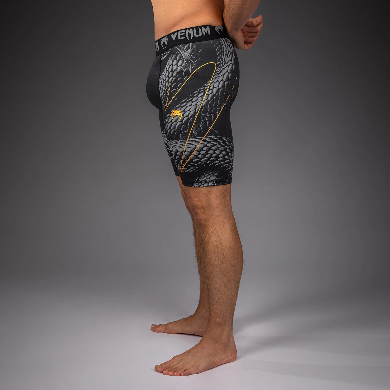 Venum Matupa Vale Tudo Shorts - Black/Grey/Gold - Image 2