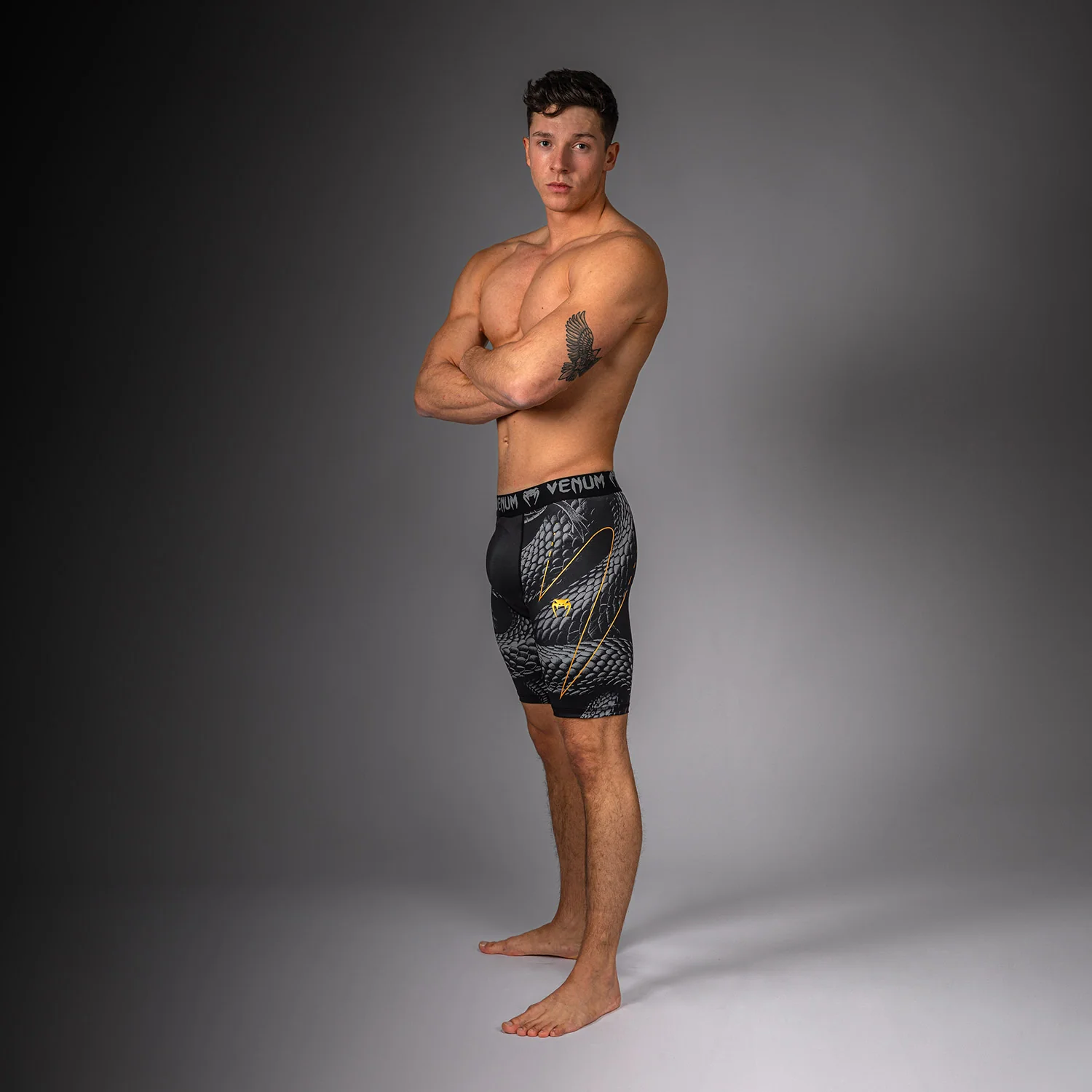 Venum Matupa Vale Tudo Shorts - Black/Grey/Gold - Image 6