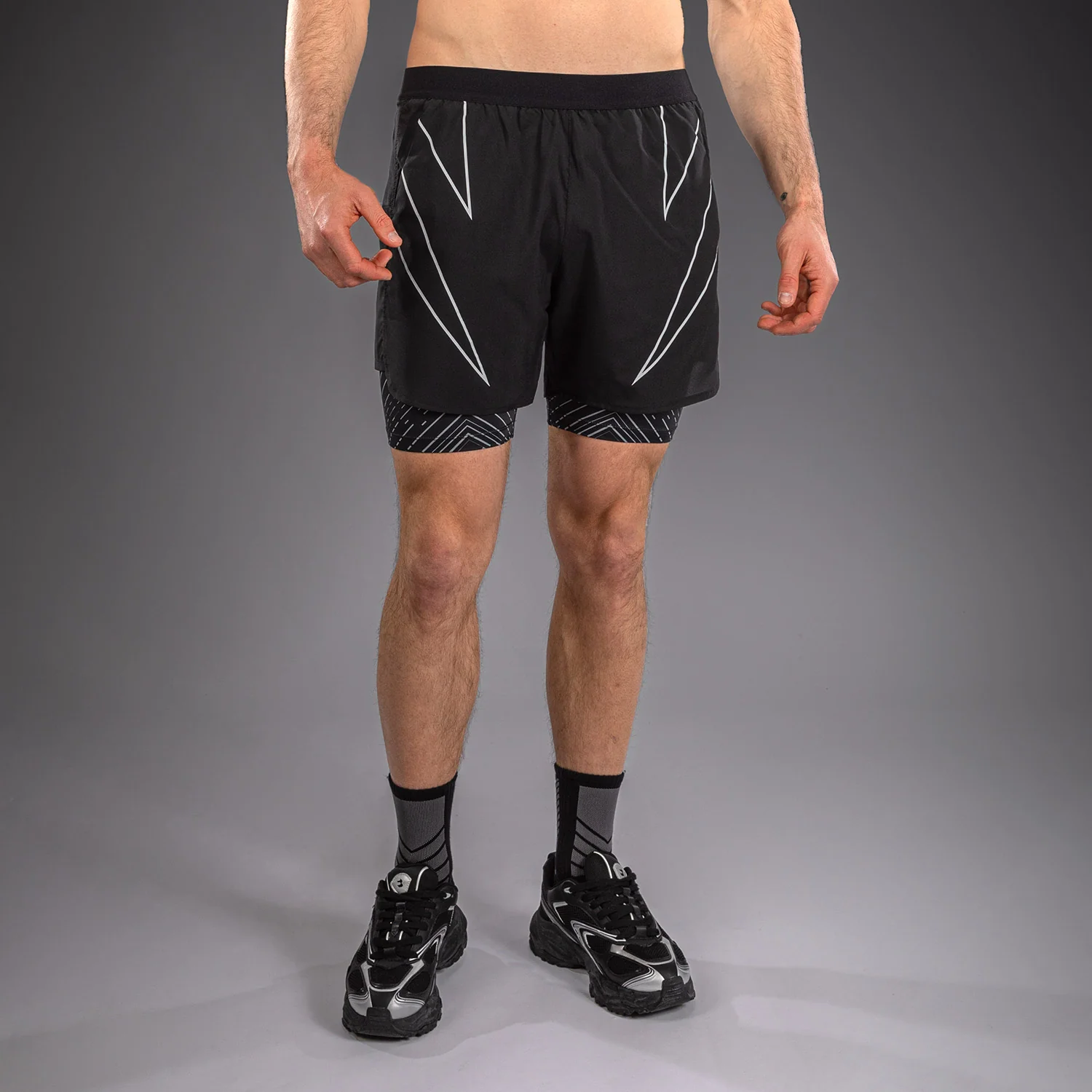 Venum Midnight Fury Training Shorts - Black/Grey/Silver