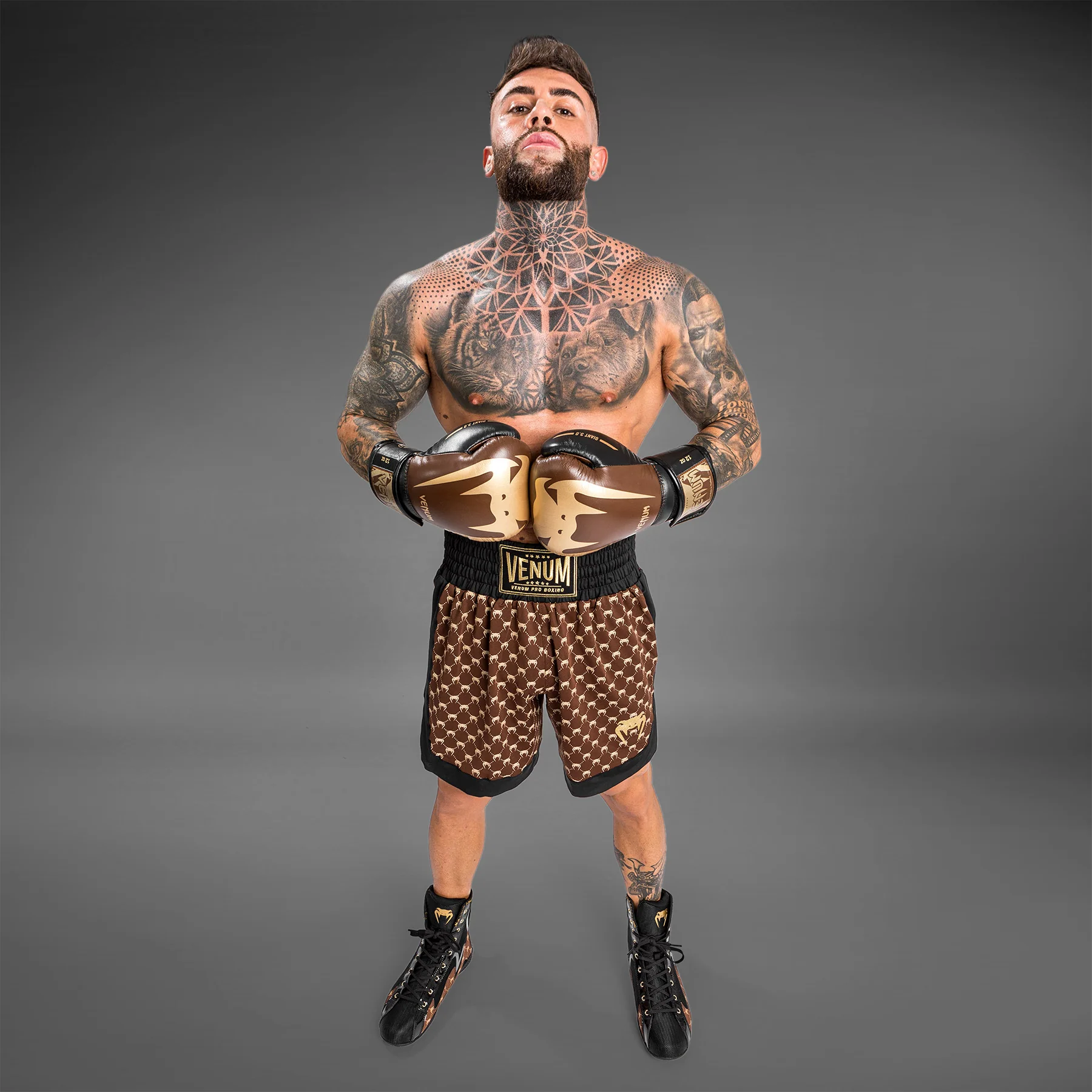 Venum Monogram Boxing Short - Black/Brown - Image 4