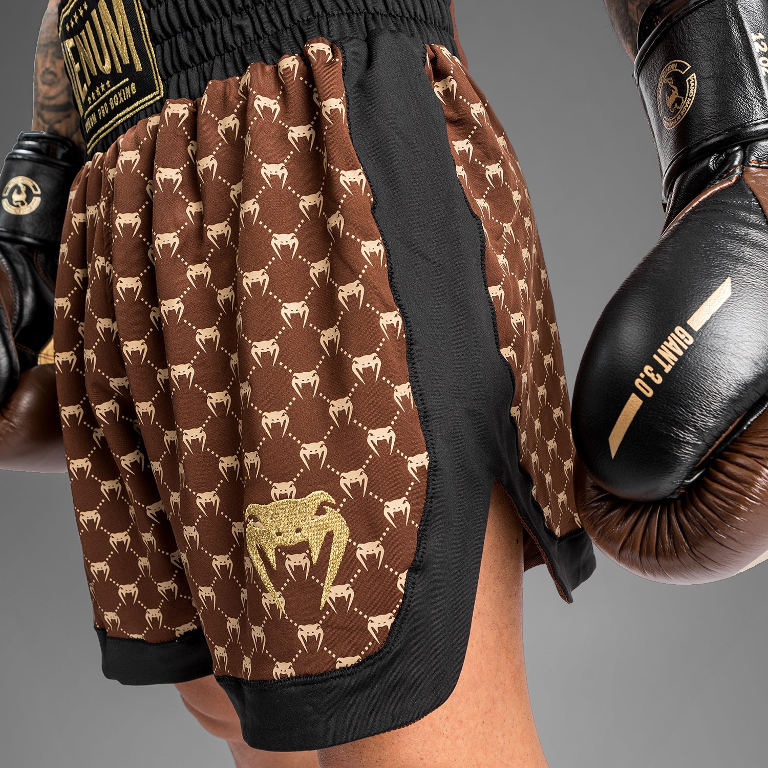 Venum Monogram Boxing Short - Black/Brown - Image 7