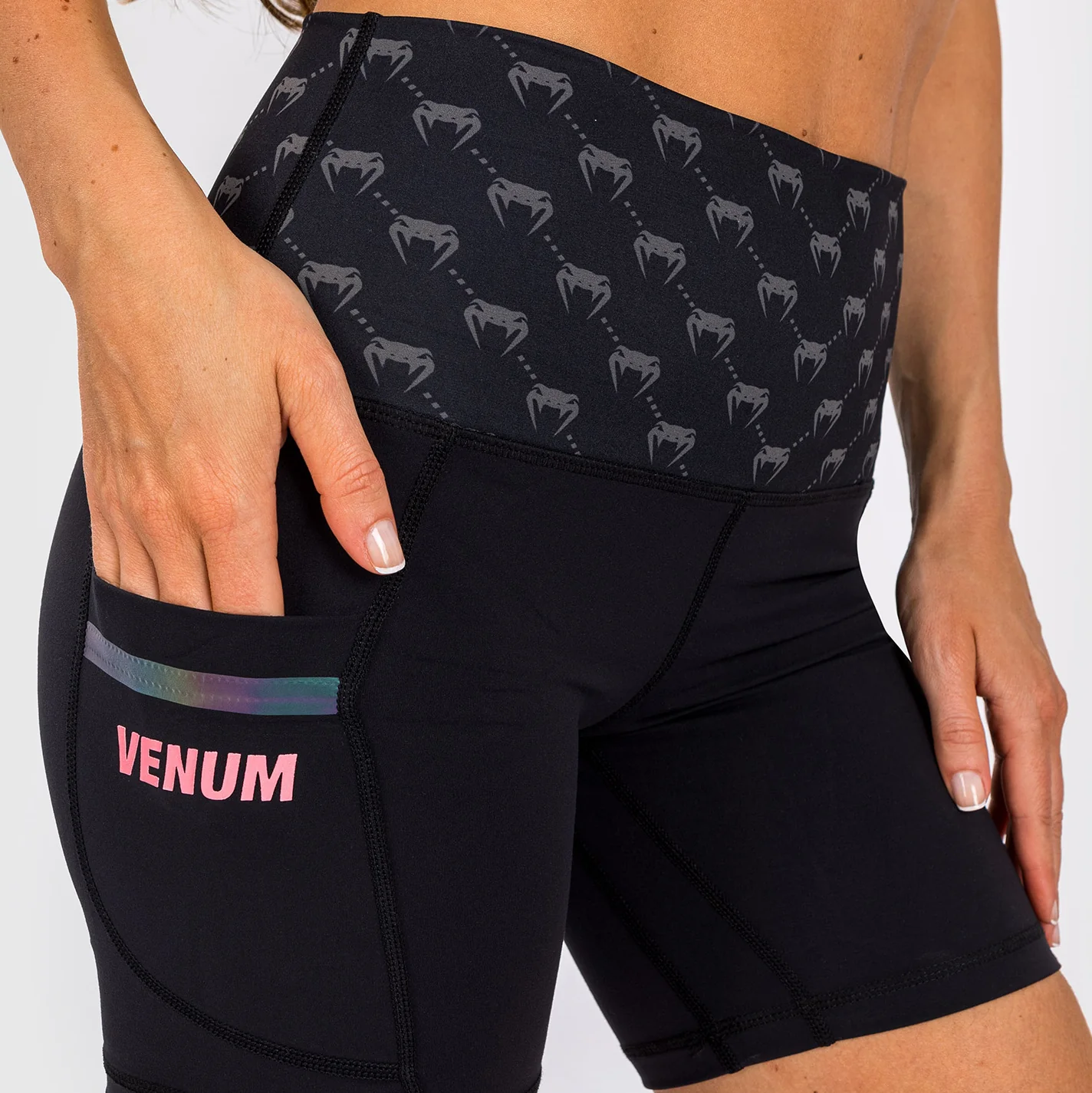 Venum Monogram Compression Shorts - For Women - Black/Pink Gold - Image 7